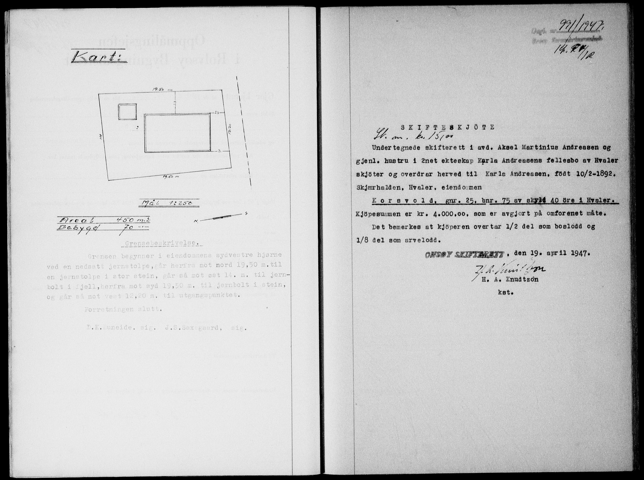 Onsøy sorenskriveri, SAO/A-10474/G/Ga/Gab/L0019b: Mortgage book no. II A-19 B, 1947-1947, Diary no: : 991/1947