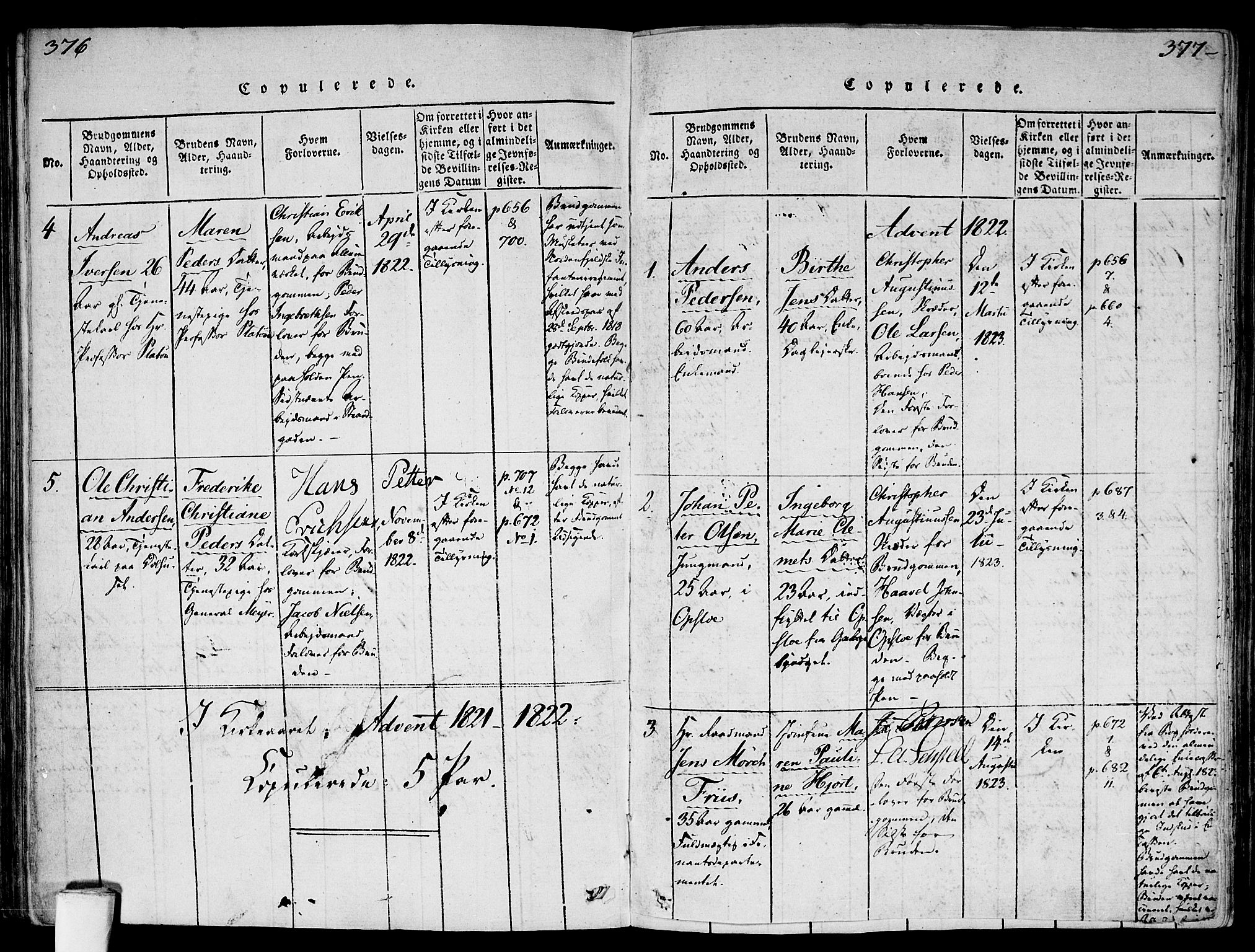 Gamlebyen prestekontor Kirkebøker, SAO/A-10884/F/Fa/L0002: Parish register (official) no. 2, 1817-1829, p. 376-377