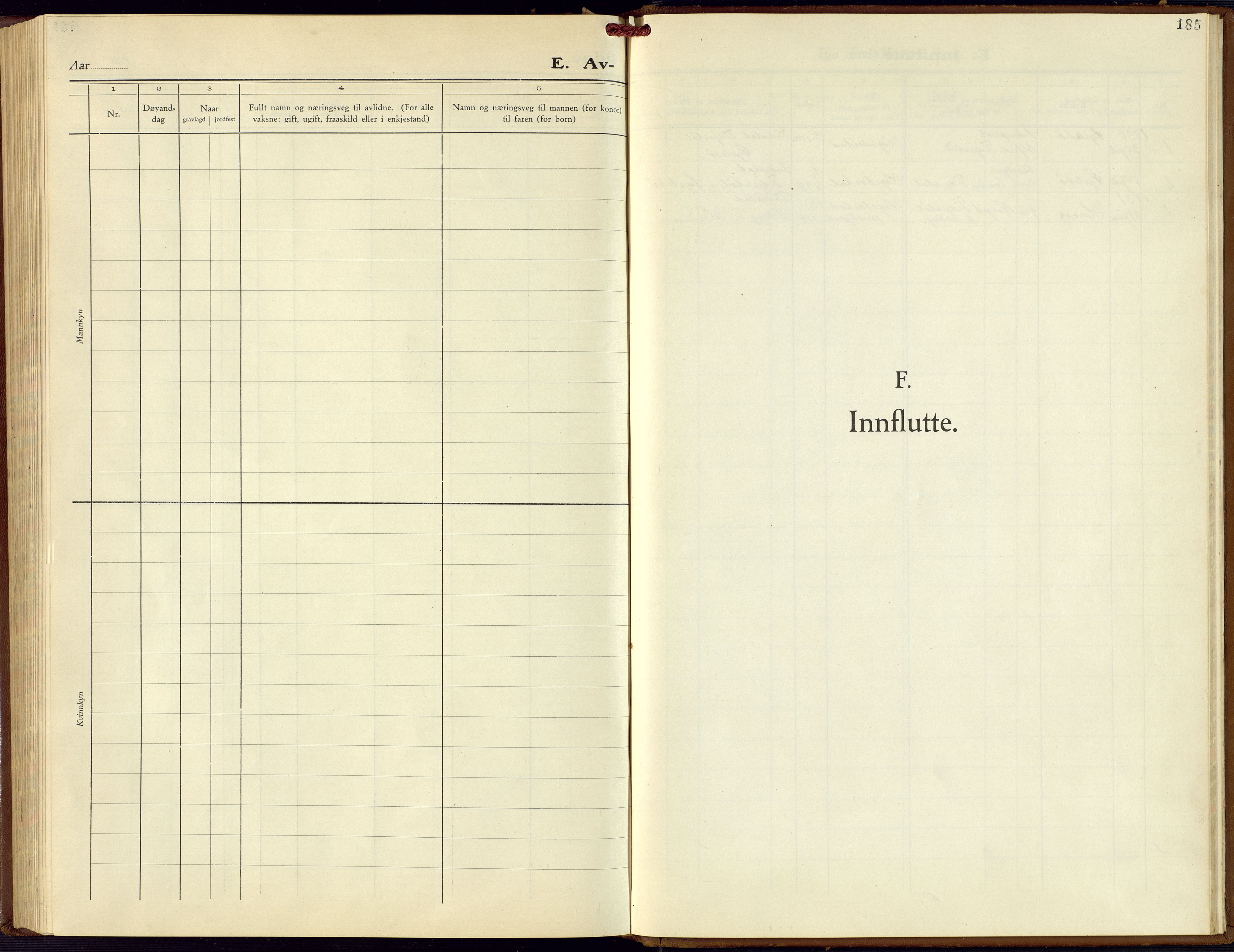 Hægebostad sokneprestkontor, SAK/1111-0024/F/Fb/Fba/L0006: Parish register (copy) no. B 6, 1931-1970, p. 185