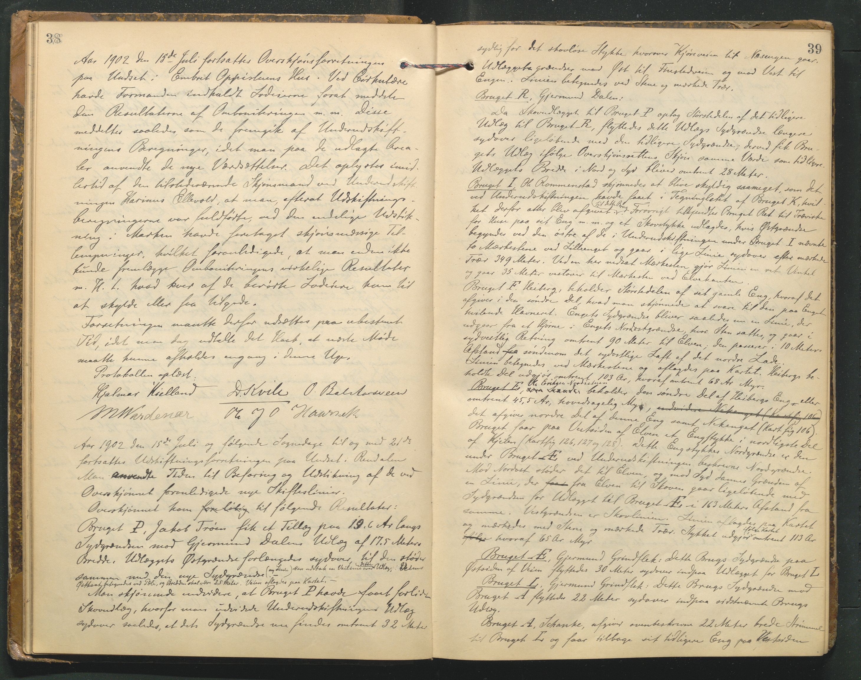 Hedmark og Østerdal jordskifterett, AV/SAH-JORDSKIFTEH-002/G/Ga/L0003/0001: Rettsbøker / Rettsbok - K, 1901-1913, p. 38-39