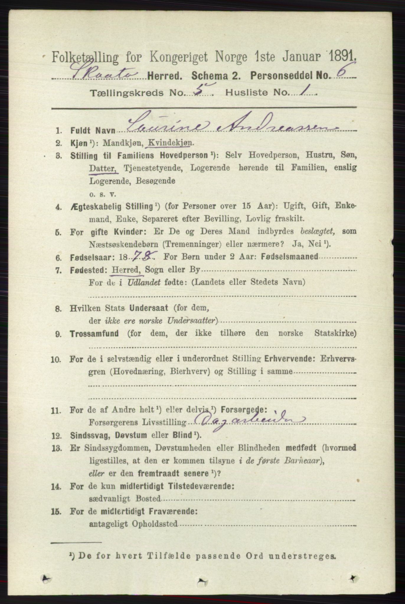 RA, 1891 census for 0815 Skåtøy, 1891, p. 1922