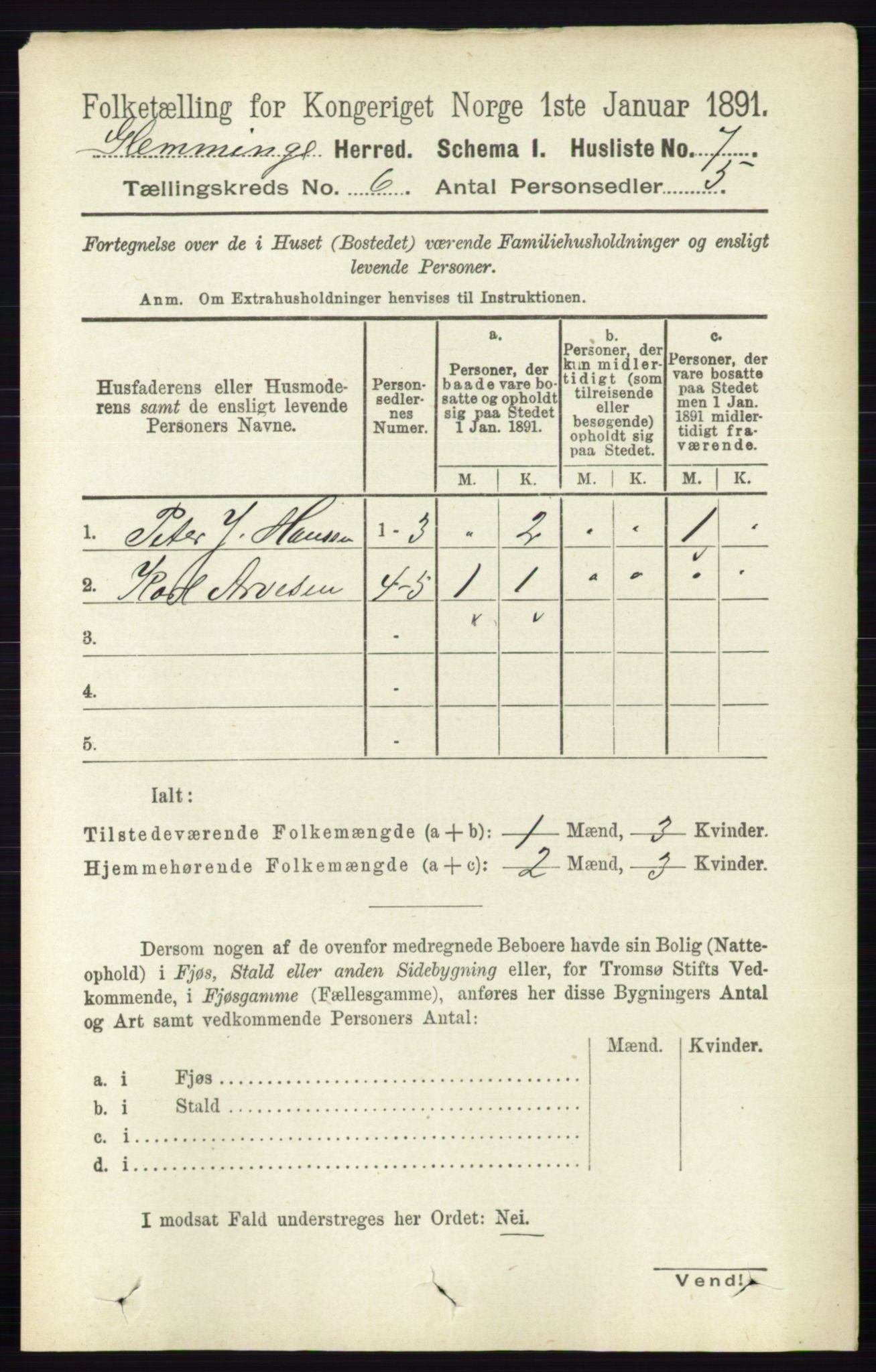 RA, 1891 census for 0132 Glemmen, 1891, p. 7319