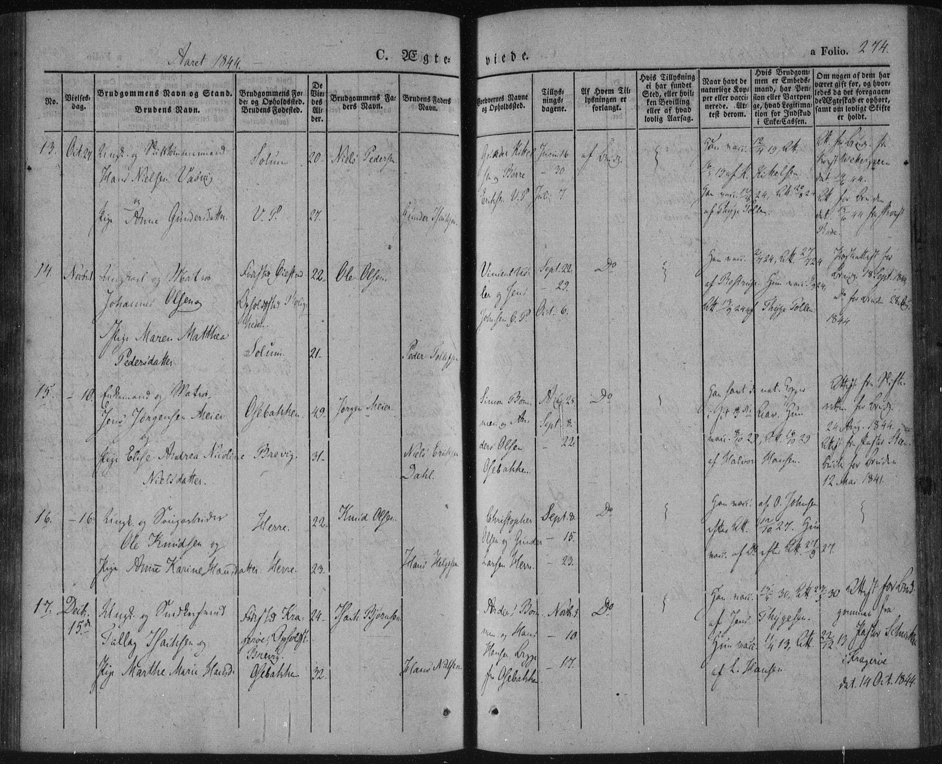 Porsgrunn kirkebøker , AV/SAKO-A-104/F/Fa/L0006: Parish register (official) no. 6, 1841-1857, p. 274