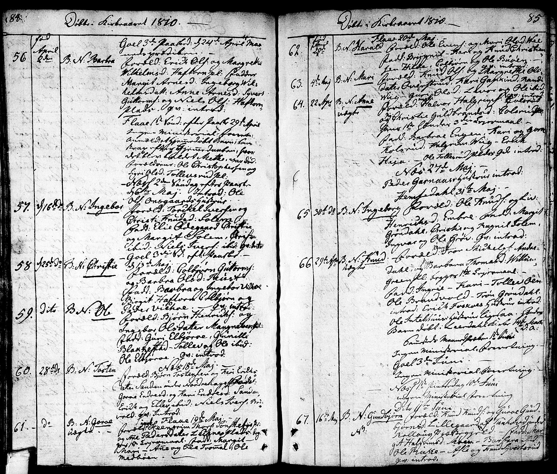 Nes kirkebøker, AV/SAKO-A-236/F/Fa/L0006: Parish register (official) no. 6, 1808-1814, p. 84-85