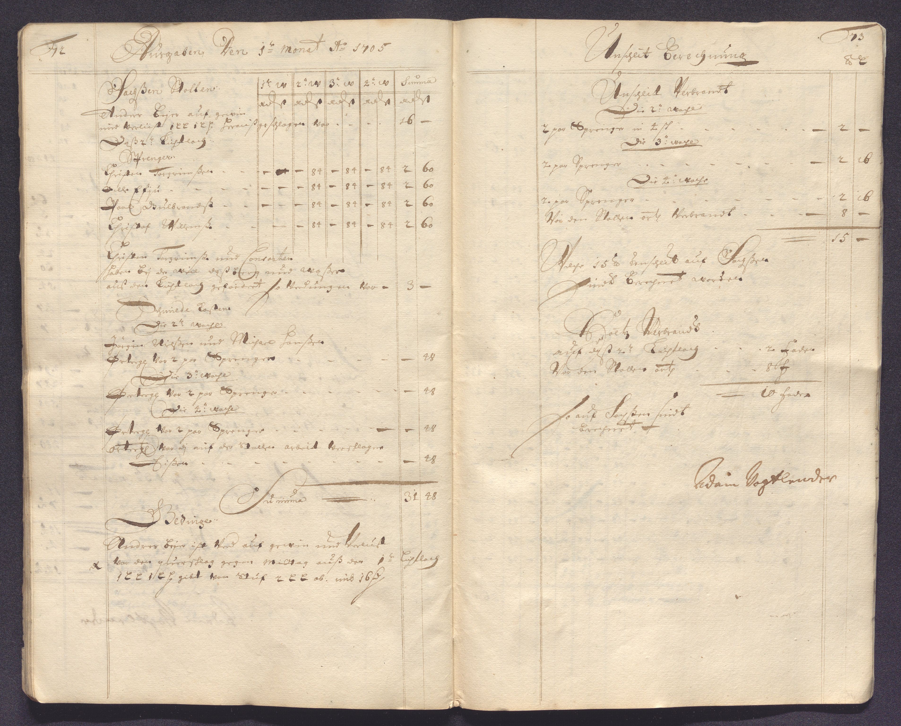 Kongsberg Sølvverk 1623-1816, AV/SAKO-EA-3135/001/D/Dc/Dcd/L0088: Utgiftsregnskap for gruver m.m. , 1705, p. 39
