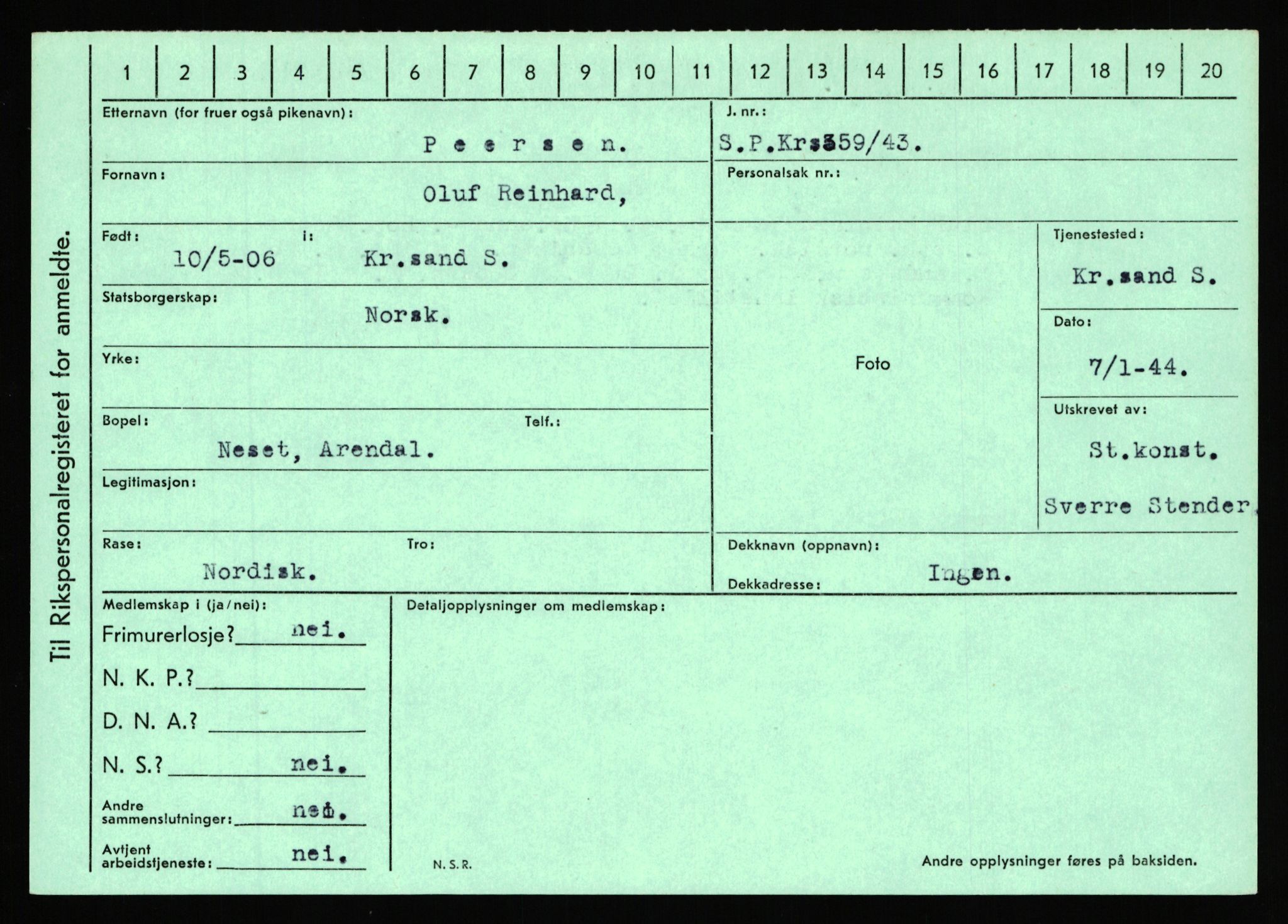 Statspolitiet - Hovedkontoret / Osloavdelingen, AV/RA-S-1329/C/Ca/L0012: Oanæs - Quistgaard	, 1943-1945, p. 3861