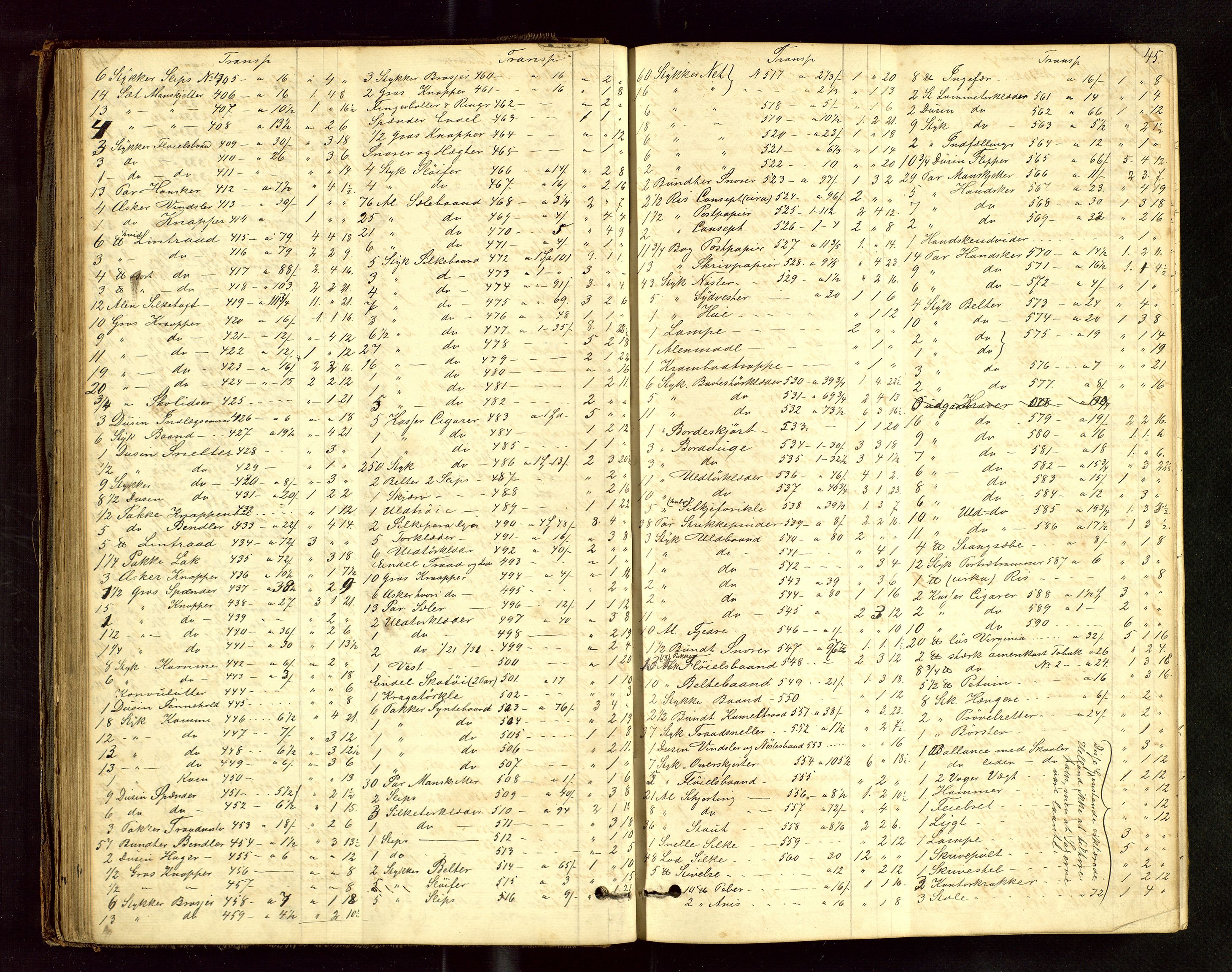 Haugesund tingrett, AV/SAST-A-101415/01/IV/IVB/L0001: Skifteregistreringsprotokoll, 1867-1879, p. 44b-45a