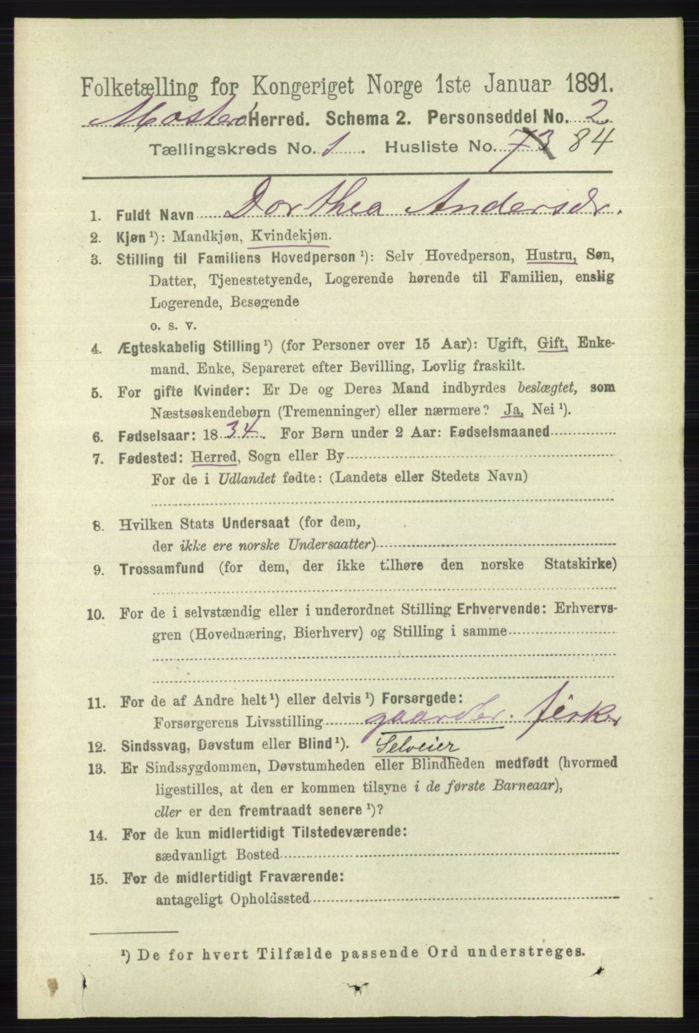 RA, 1891 census for 1143 Mosterøy, 1891, p. 564