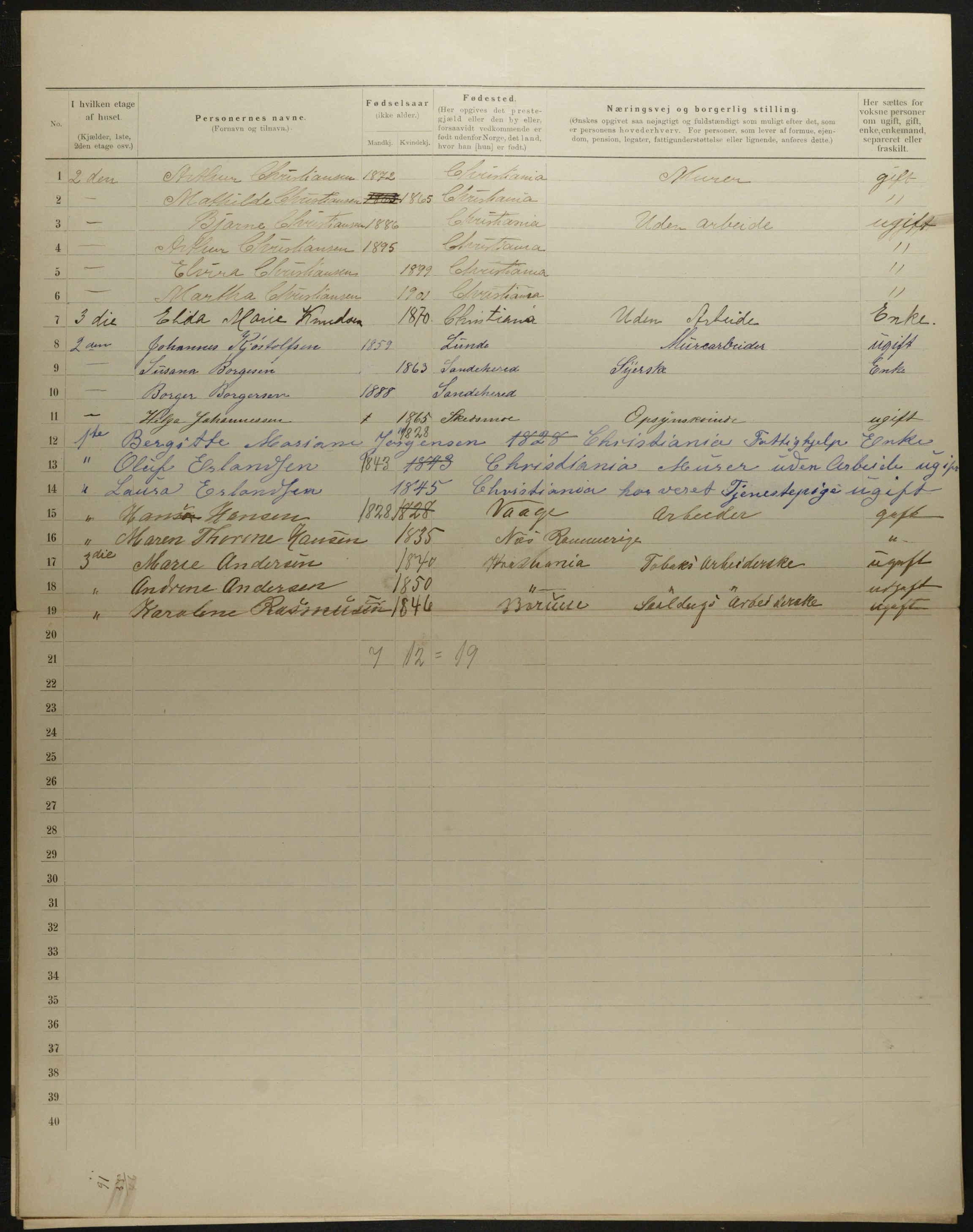 OBA, Municipal Census 1901 for Kristiania, 1901, p. 8262