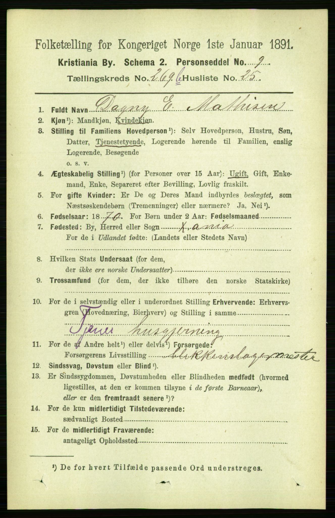 RA, 1891 census for 0301 Kristiania, 1891, p. 107487