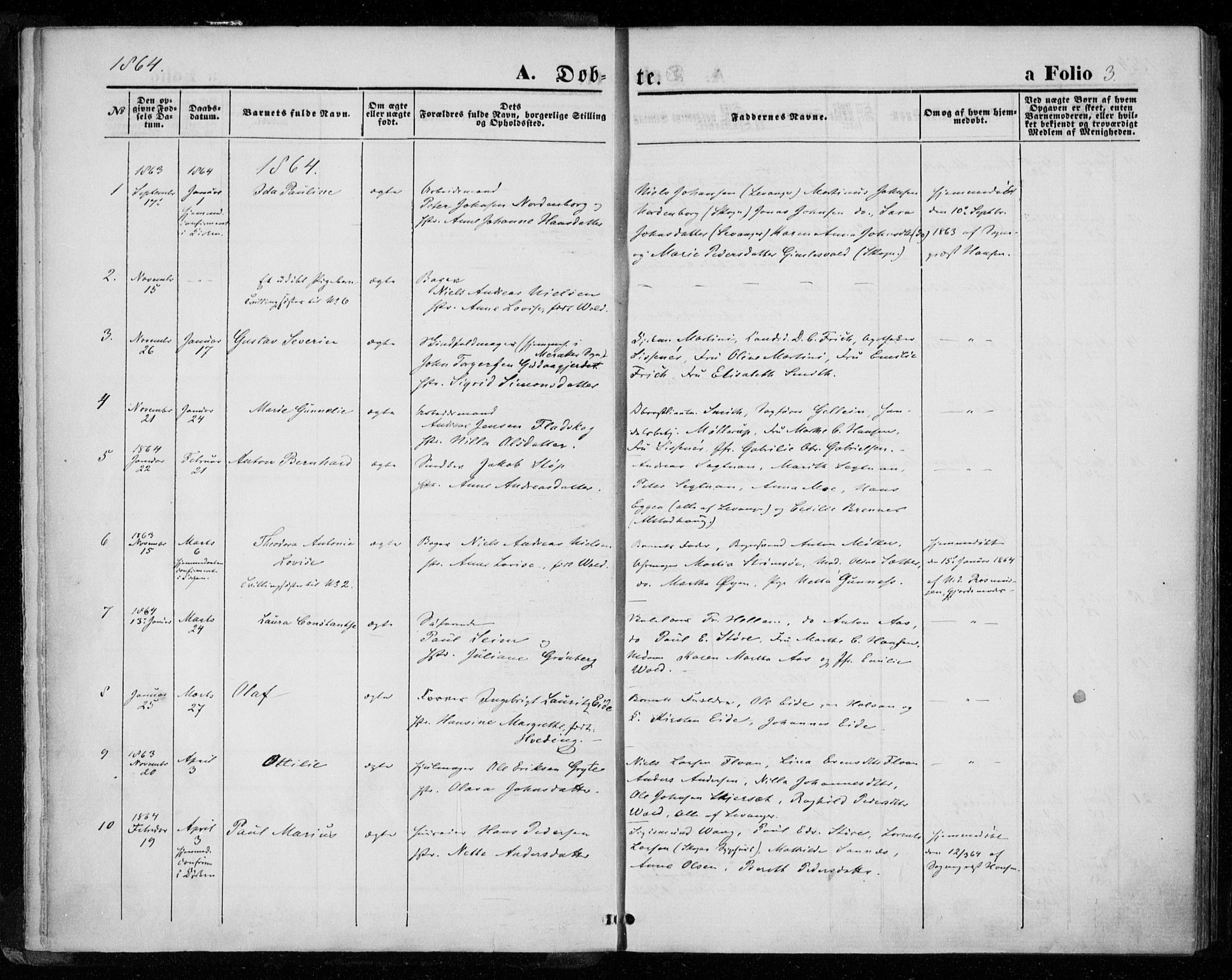 Ministerialprotokoller, klokkerbøker og fødselsregistre - Nord-Trøndelag, AV/SAT-A-1458/720/L0186: Parish register (official) no. 720A03, 1864-1874, p. 3