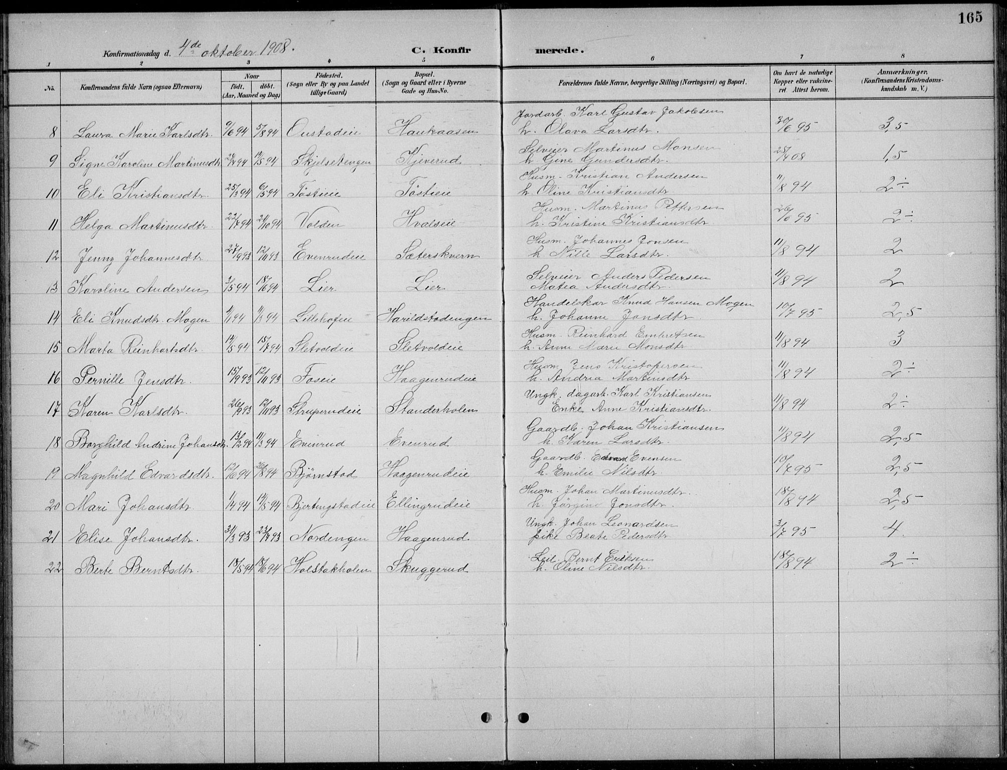 Romedal prestekontor, AV/SAH-PREST-004/L/L0013: Parish register (copy) no. 13, 1896-1937, p. 165