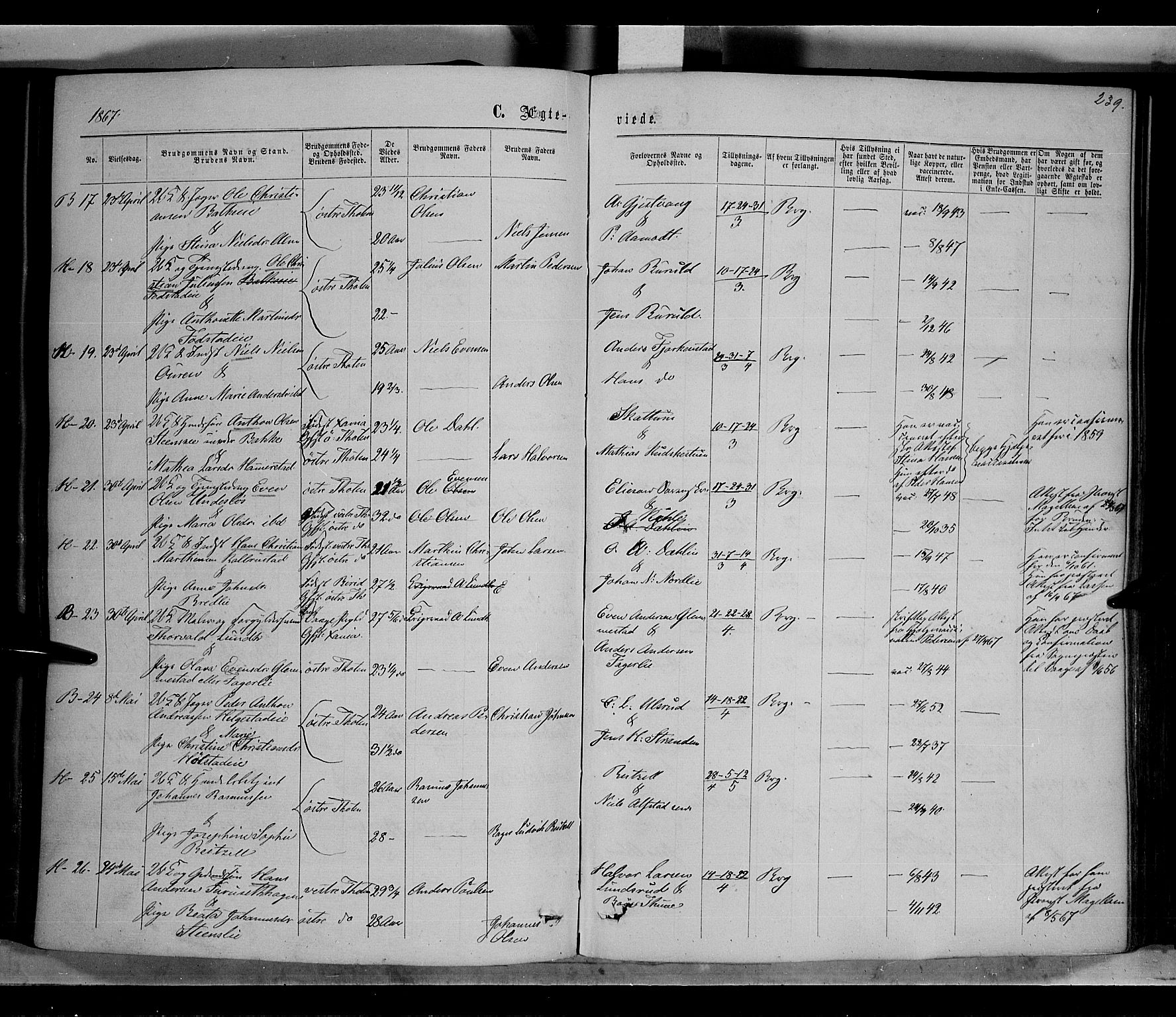 Østre Toten prestekontor, AV/SAH-PREST-104/H/Ha/Haa/L0005: Parish register (official) no. 5, 1866-1877, p. 239