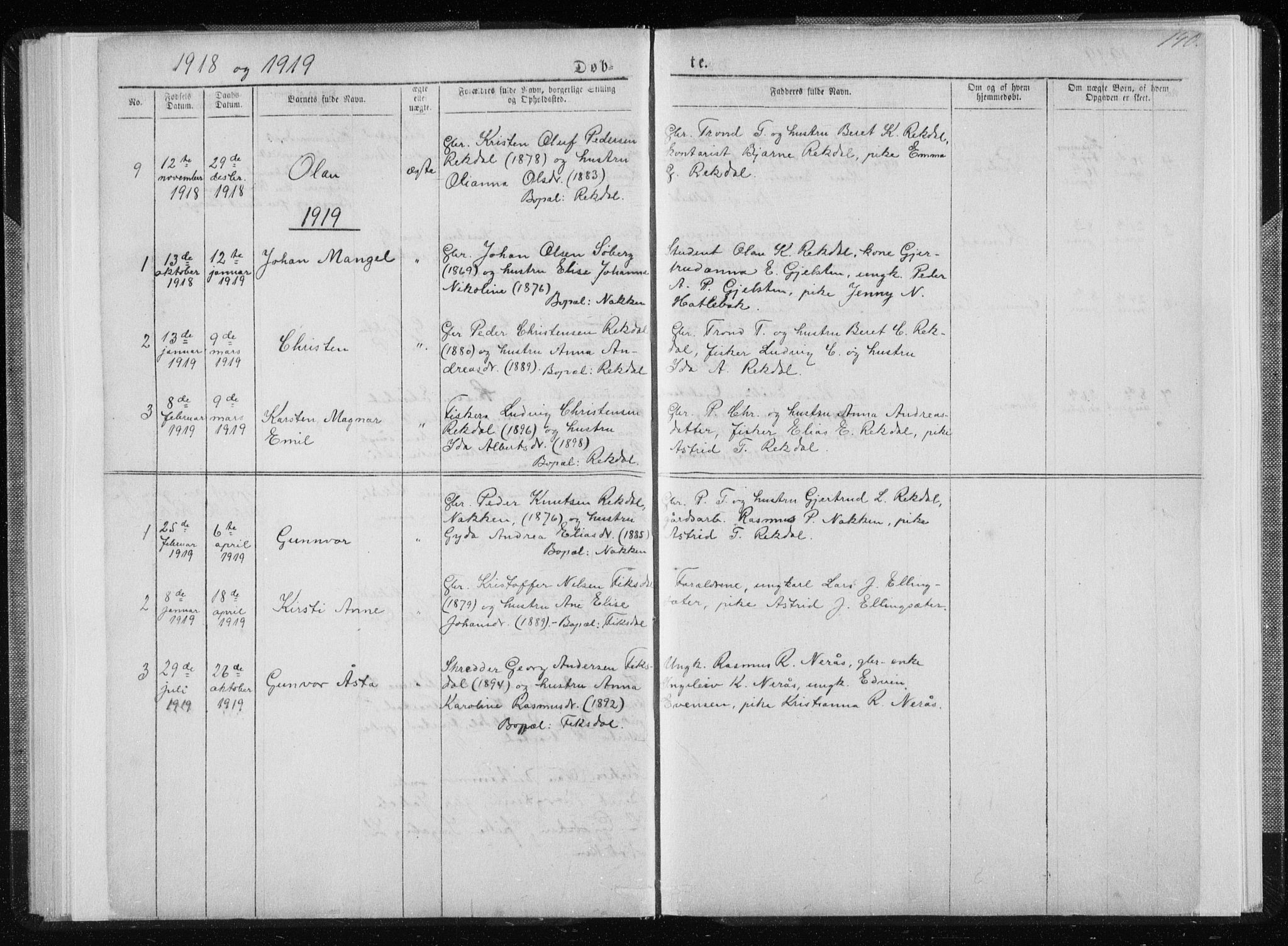 Ministerialprotokoller, klokkerbøker og fødselsregistre - Møre og Romsdal, AV/SAT-A-1454/540/L0541: Parish register (copy) no. 540C01, 1867-1920, p. 140