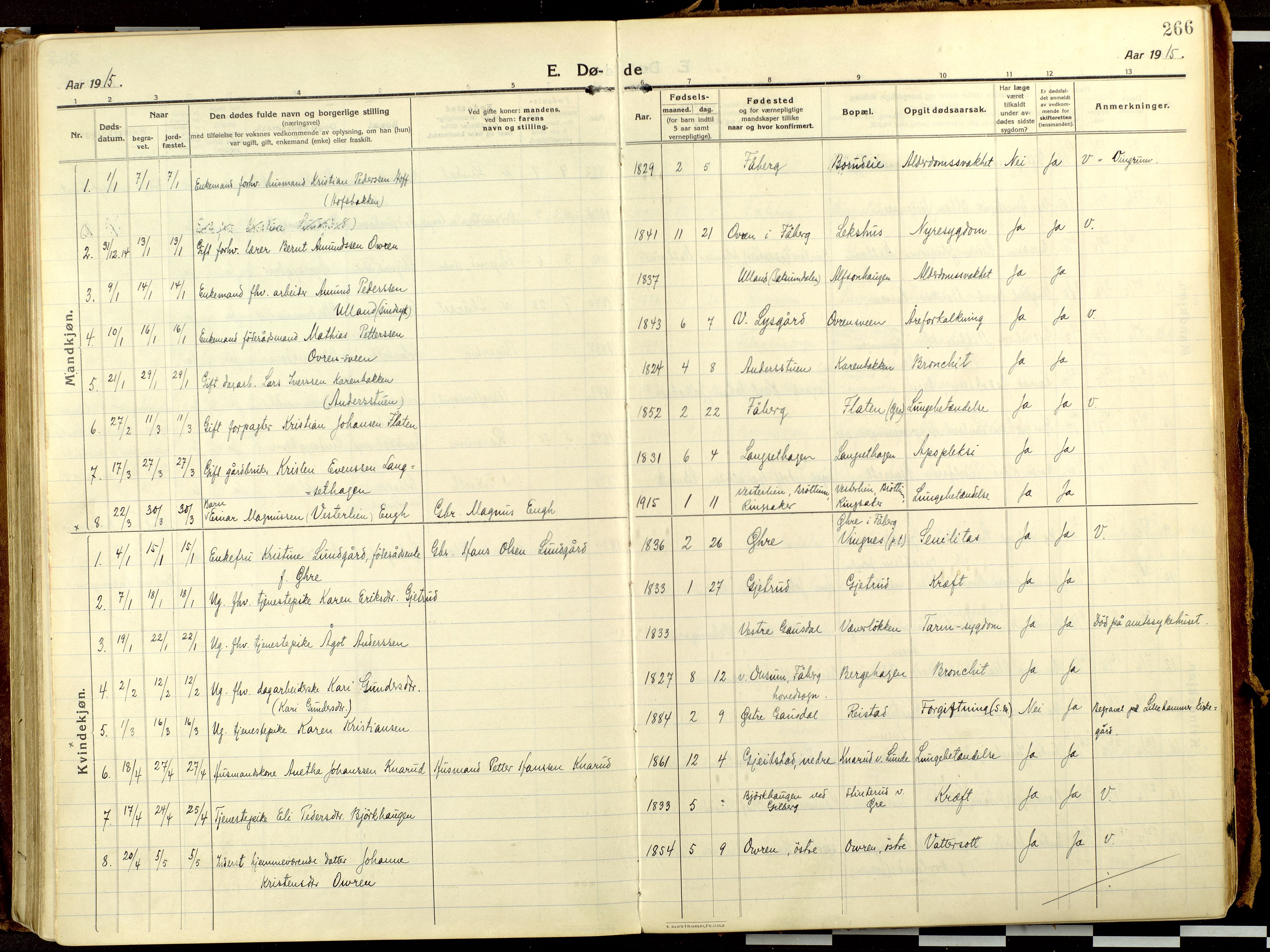 Fåberg prestekontor, AV/SAH-PREST-086/H/Ha/Haa/L0013: Parish register (official) no. 13, 1913-1928, p. 266