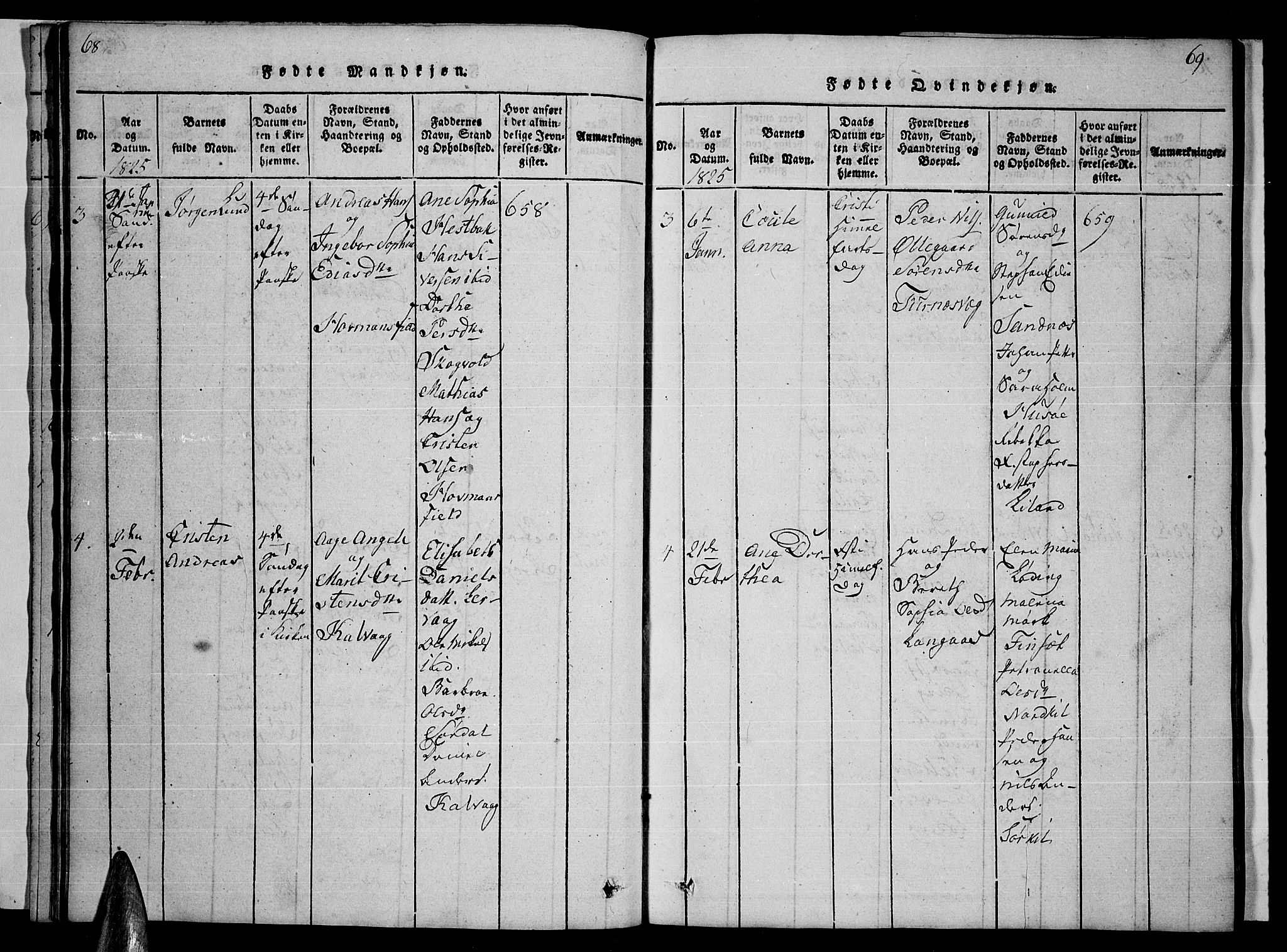 Ministerialprotokoller, klokkerbøker og fødselsregistre - Nordland, AV/SAT-A-1459/859/L0855: Parish register (copy) no. 859C01, 1821-1839, p. 68-69