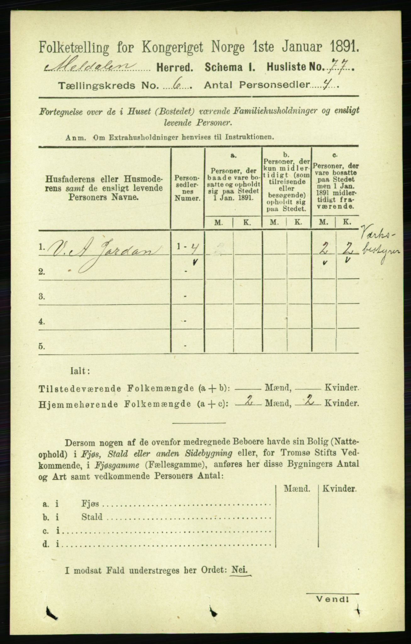 RA, 1891 census for 1636 Meldal, 1891, p. 2865