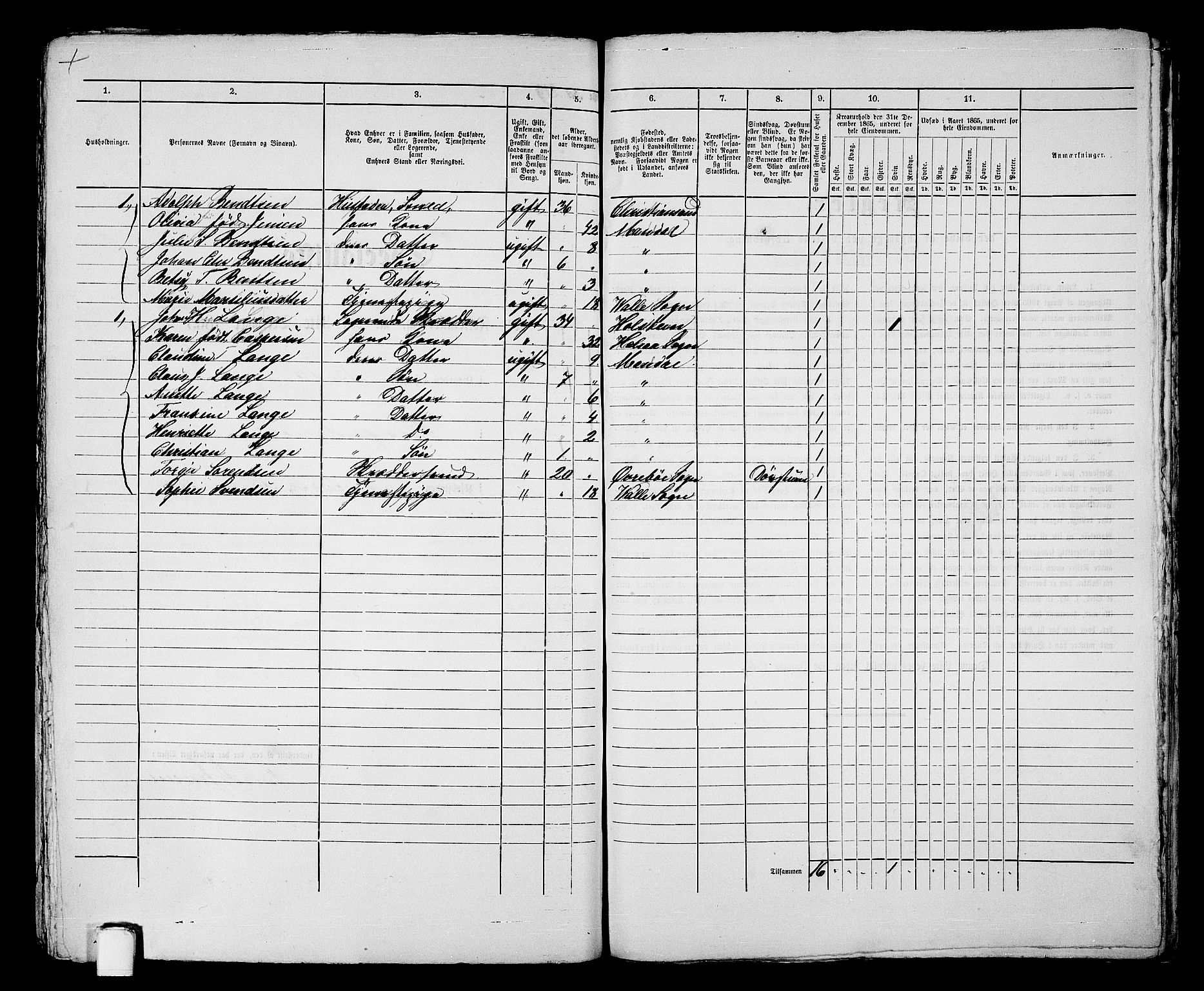 RA, 1865 census for Mandal/Mandal, 1865, p. 441