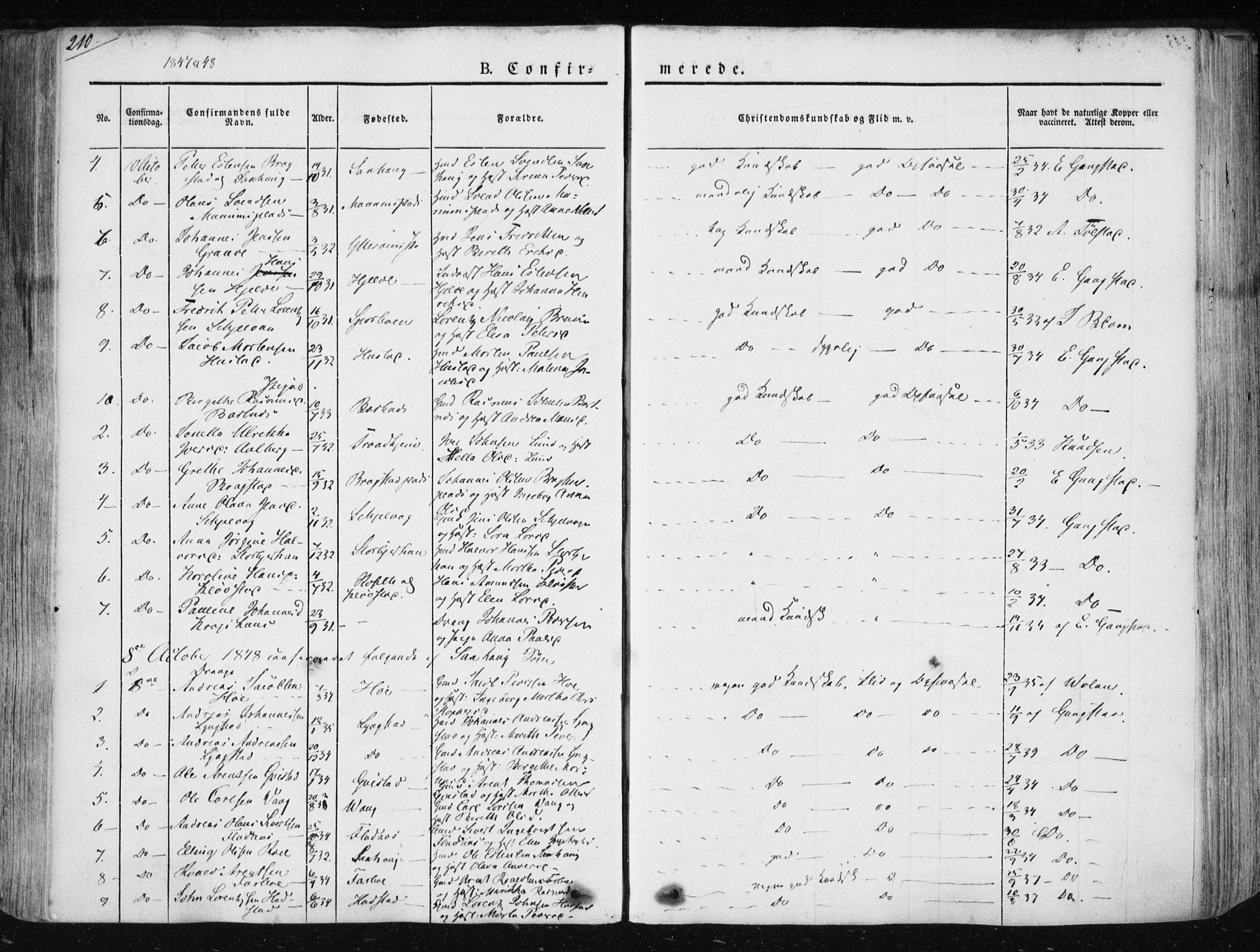 Ministerialprotokoller, klokkerbøker og fødselsregistre - Nord-Trøndelag, SAT/A-1458/730/L0280: Parish register (official) no. 730A07 /1, 1840-1854, p. 210