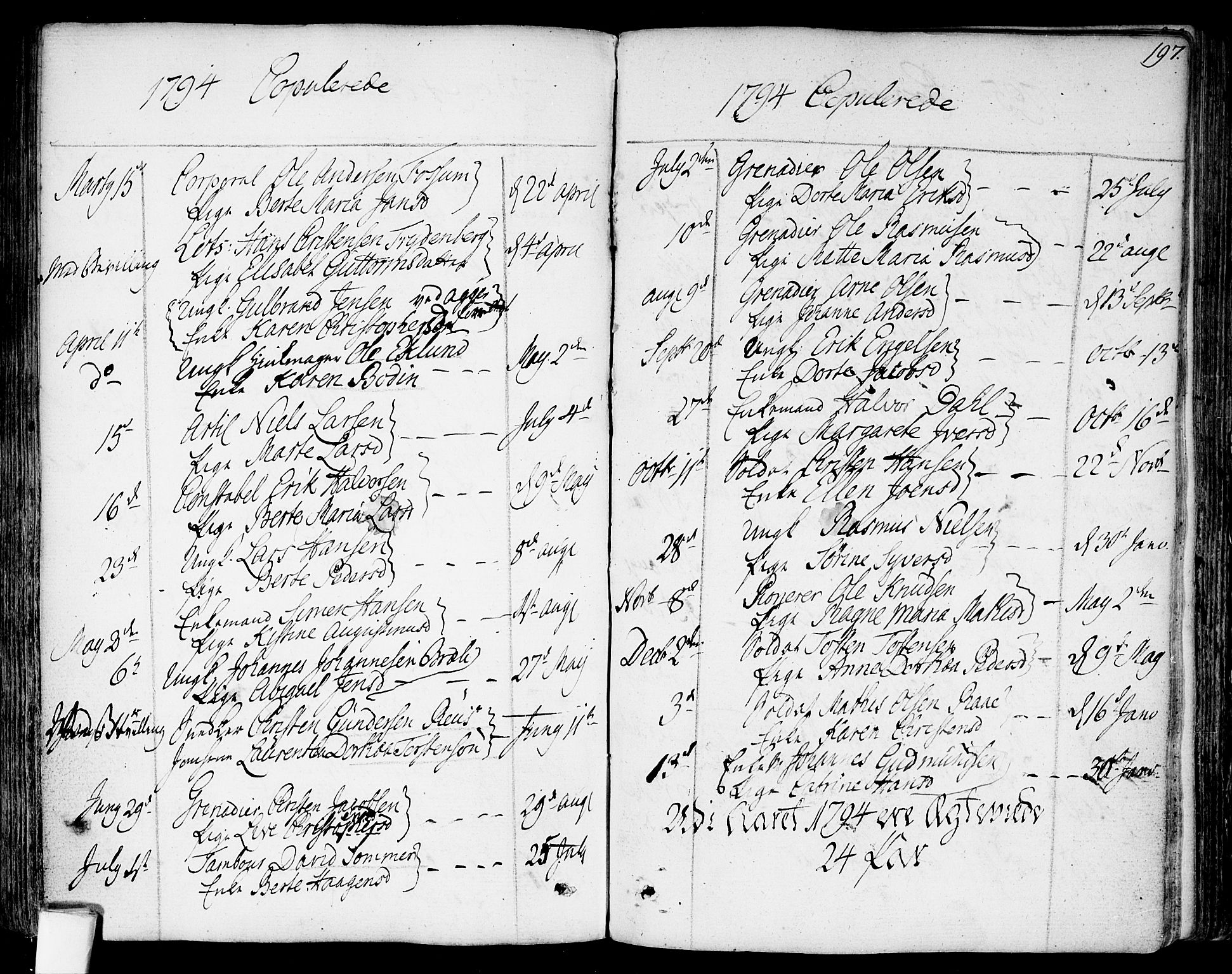 Garnisonsmenigheten Kirkebøker, AV/SAO-A-10846/F/Fa/L0003: Parish register (official) no. 3, 1777-1809, p. 197