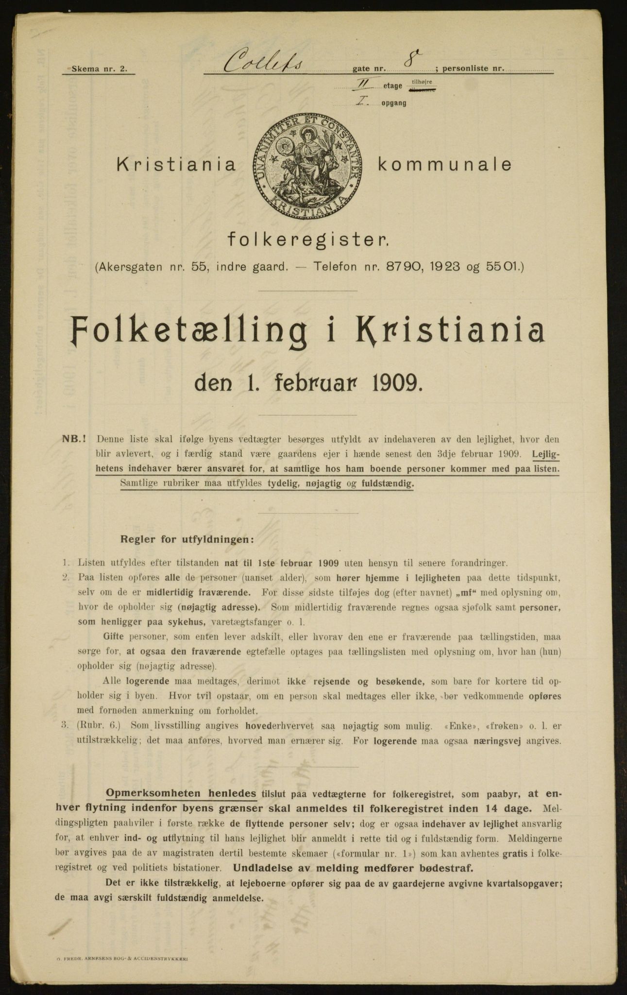 OBA, Municipal Census 1909 for Kristiania, 1909, p. 11822