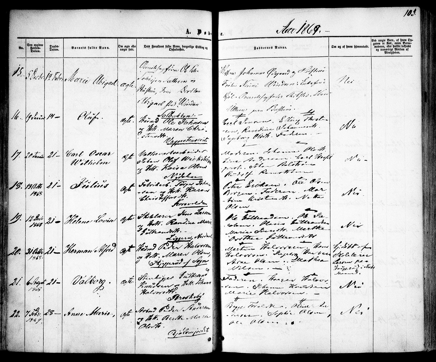 Vestre Aker prestekontor Kirkebøker, AV/SAO-A-10025/F/Fa/L0004: Parish register (official) no. 4, 1857-1877, p. 103