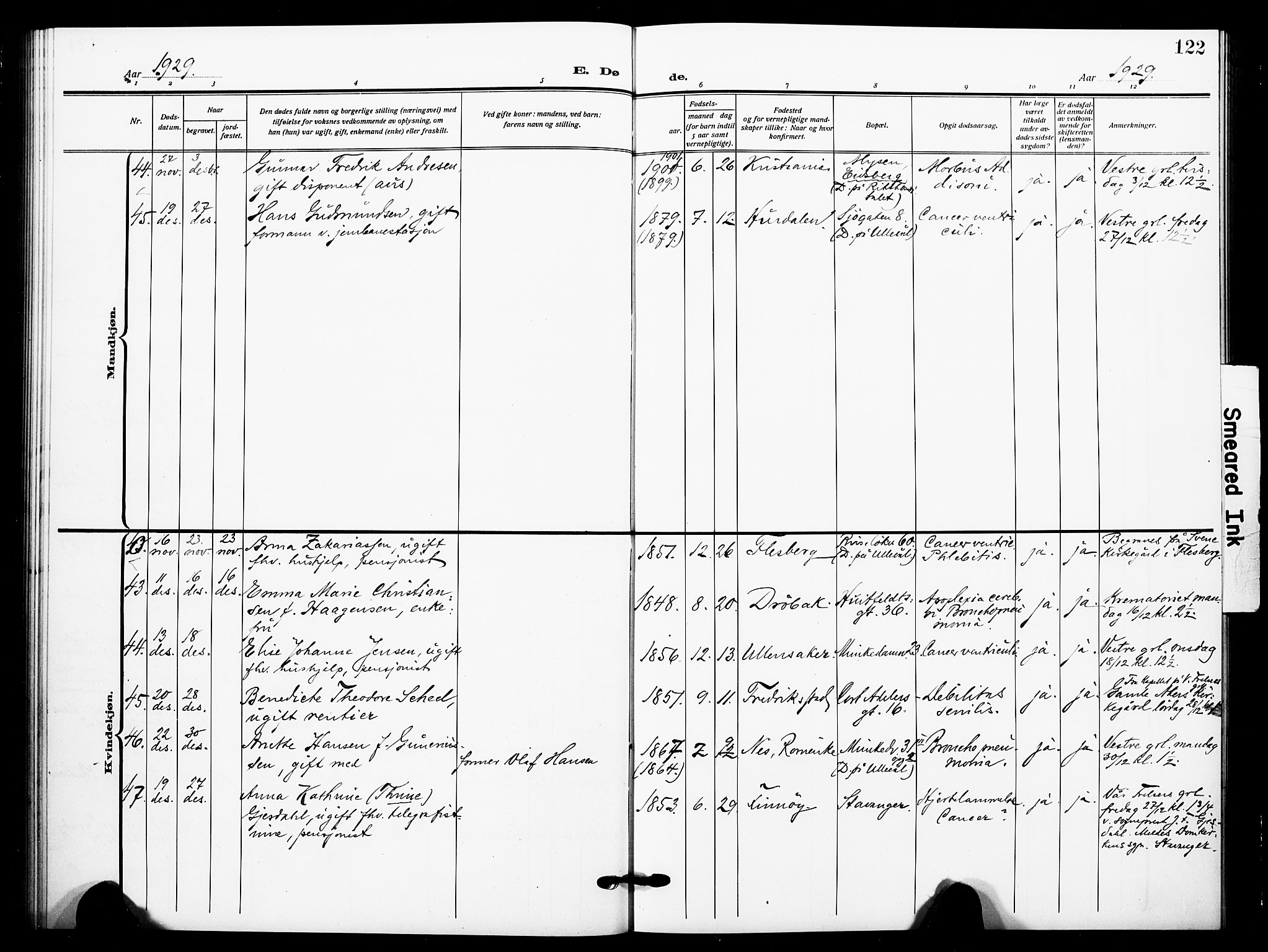 Johannes prestekontor Kirkebøker, SAO/A-10852/F/Fa/L0012: Parish register (official) no. 12, 1918-1930, p. 122