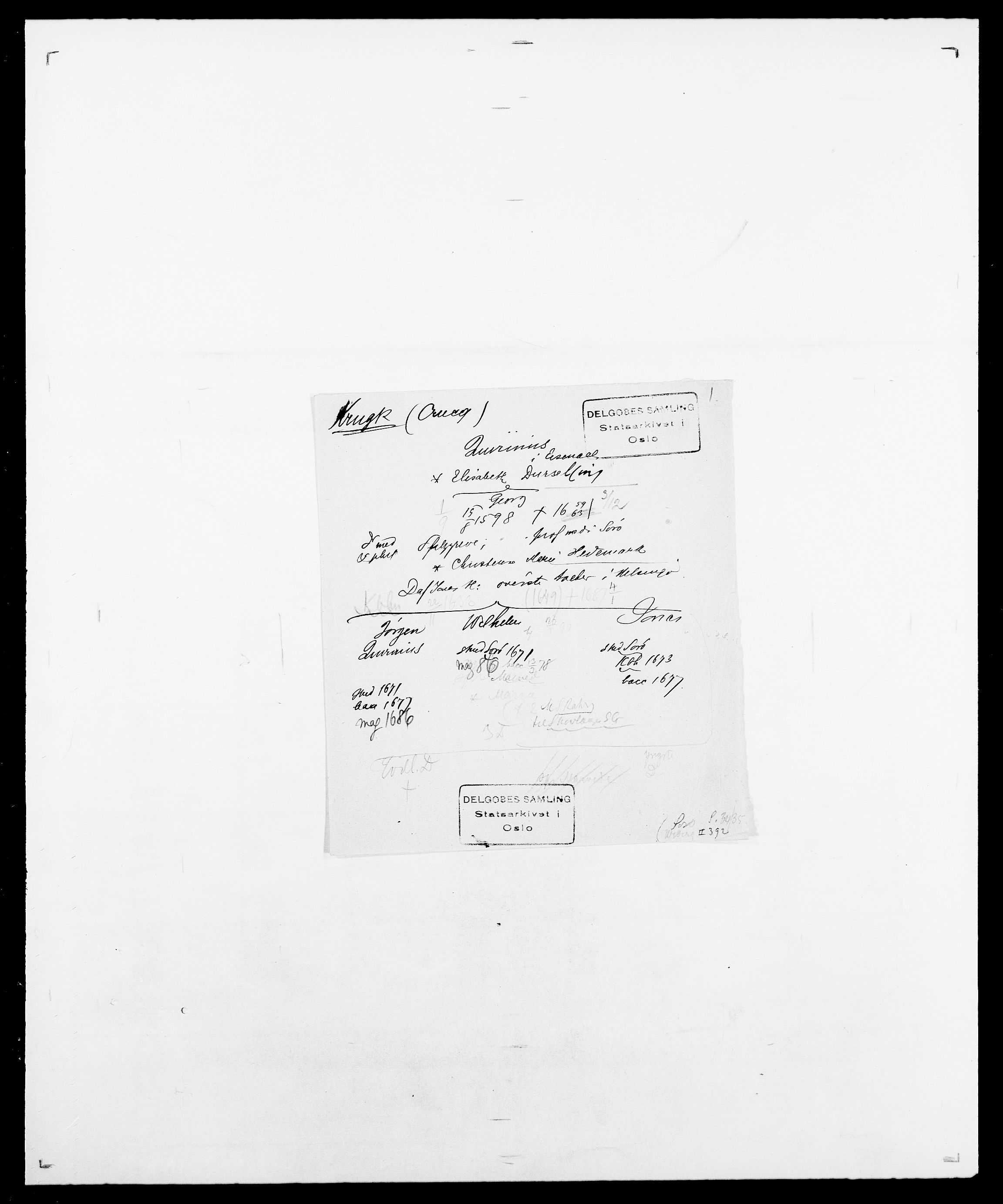 Delgobe, Charles Antoine - samling, SAO/PAO-0038/D/Da/L0022: Krog - Lasteen, p. 109