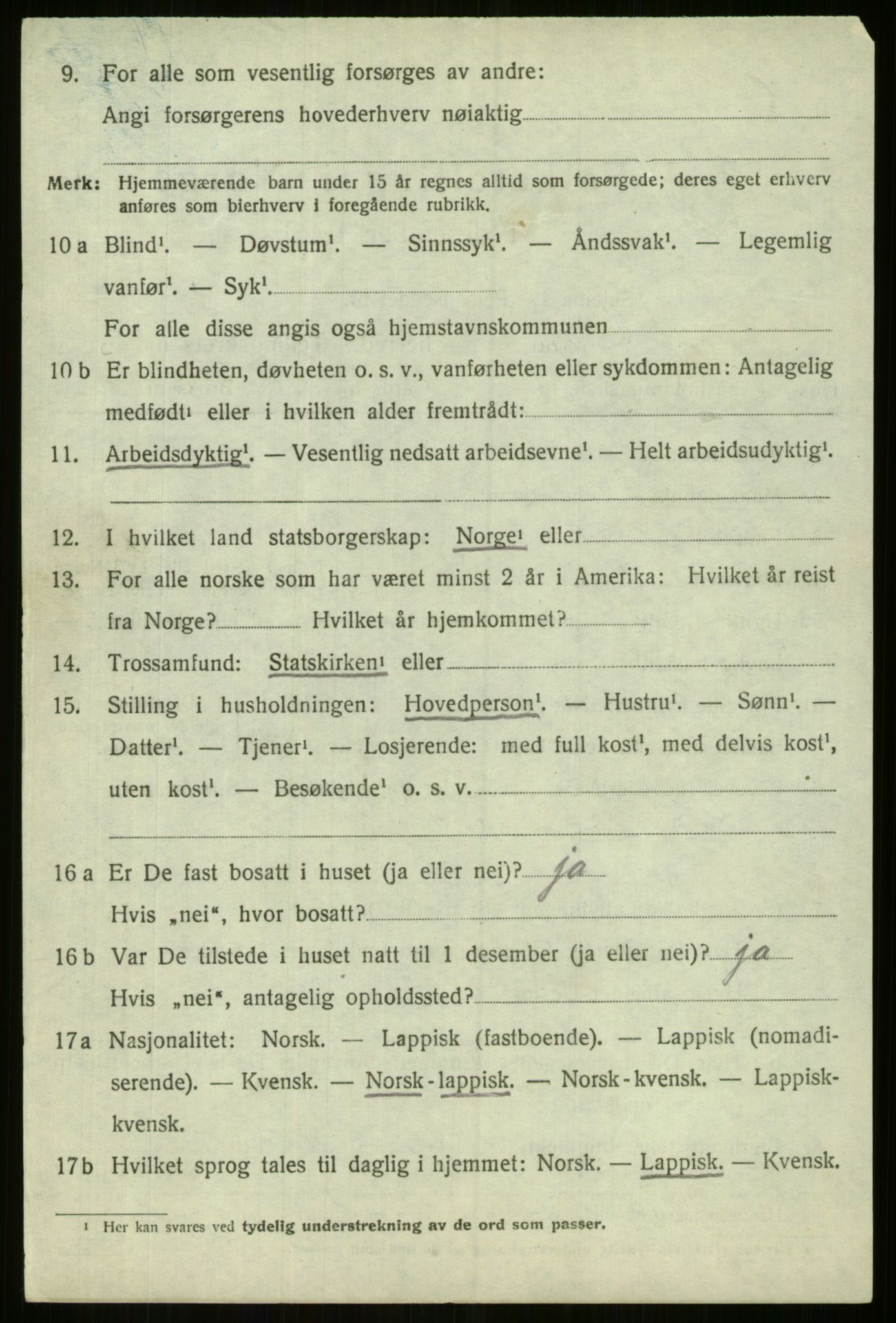 SATØ, 1920 census for Lyngen, 1920, p. 3516