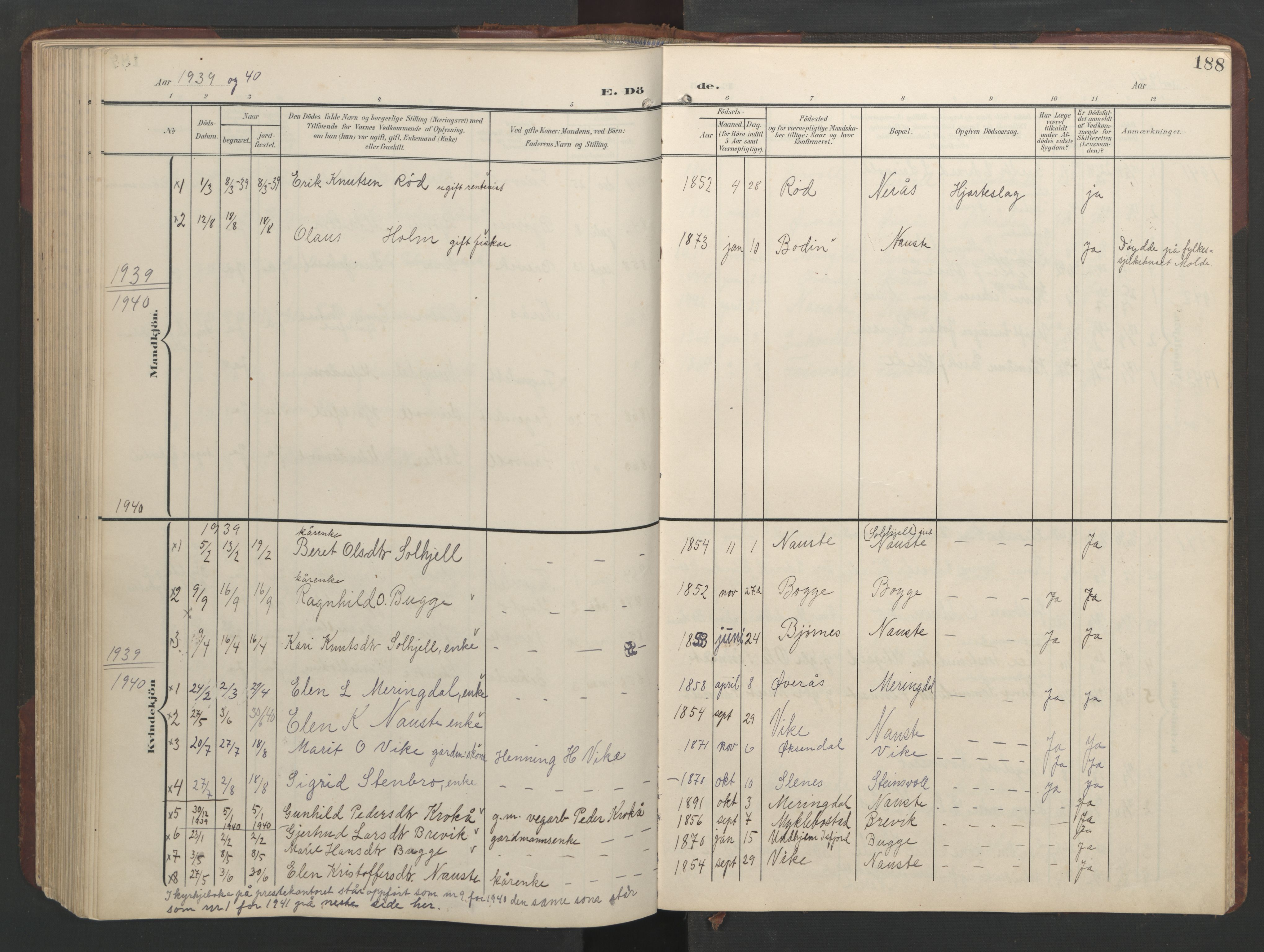 Ministerialprotokoller, klokkerbøker og fødselsregistre - Møre og Romsdal, AV/SAT-A-1454/552/L0639: Parish register (copy) no. 552C02, 1903-1960, p. 188