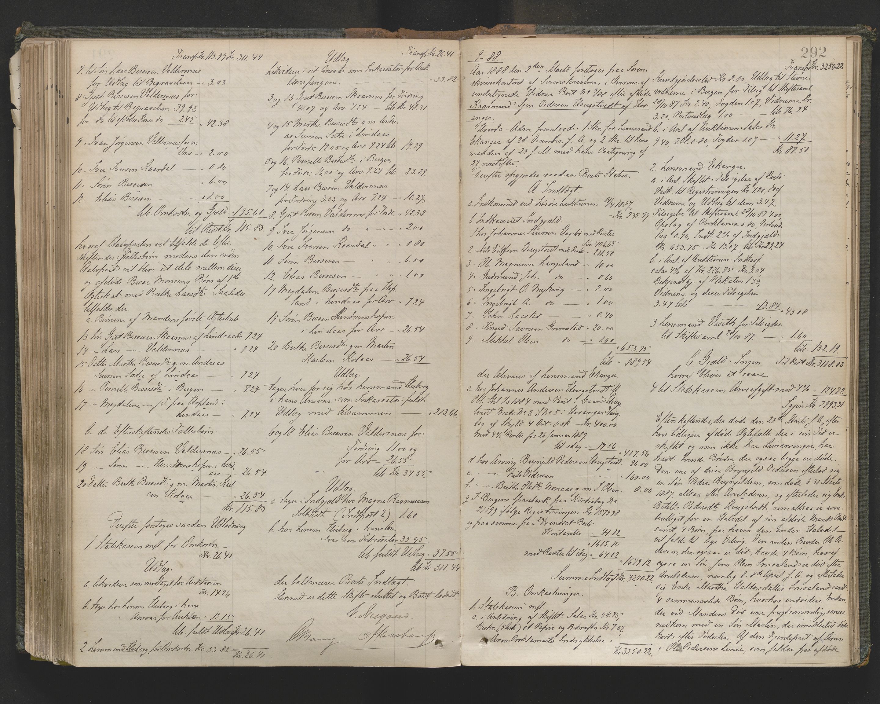 Nordhordland sorenskrivar, AV/SAB-A-2901/1/H/Hd/Hda/L0010: Skifteutlodningsprotokollar, 1881-1889, p. 292