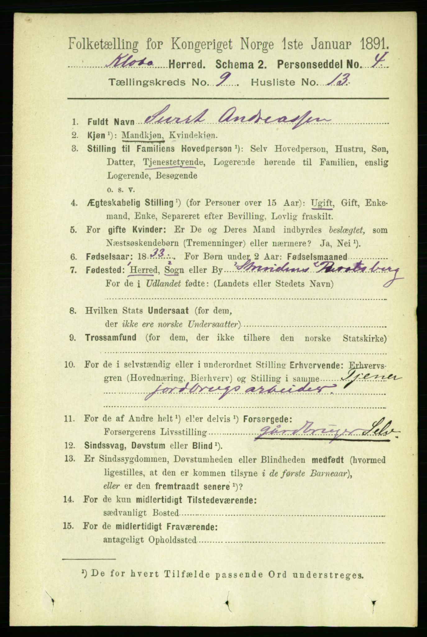 RA, 1891 census for 1662 Klæbu, 1891, p. 1817