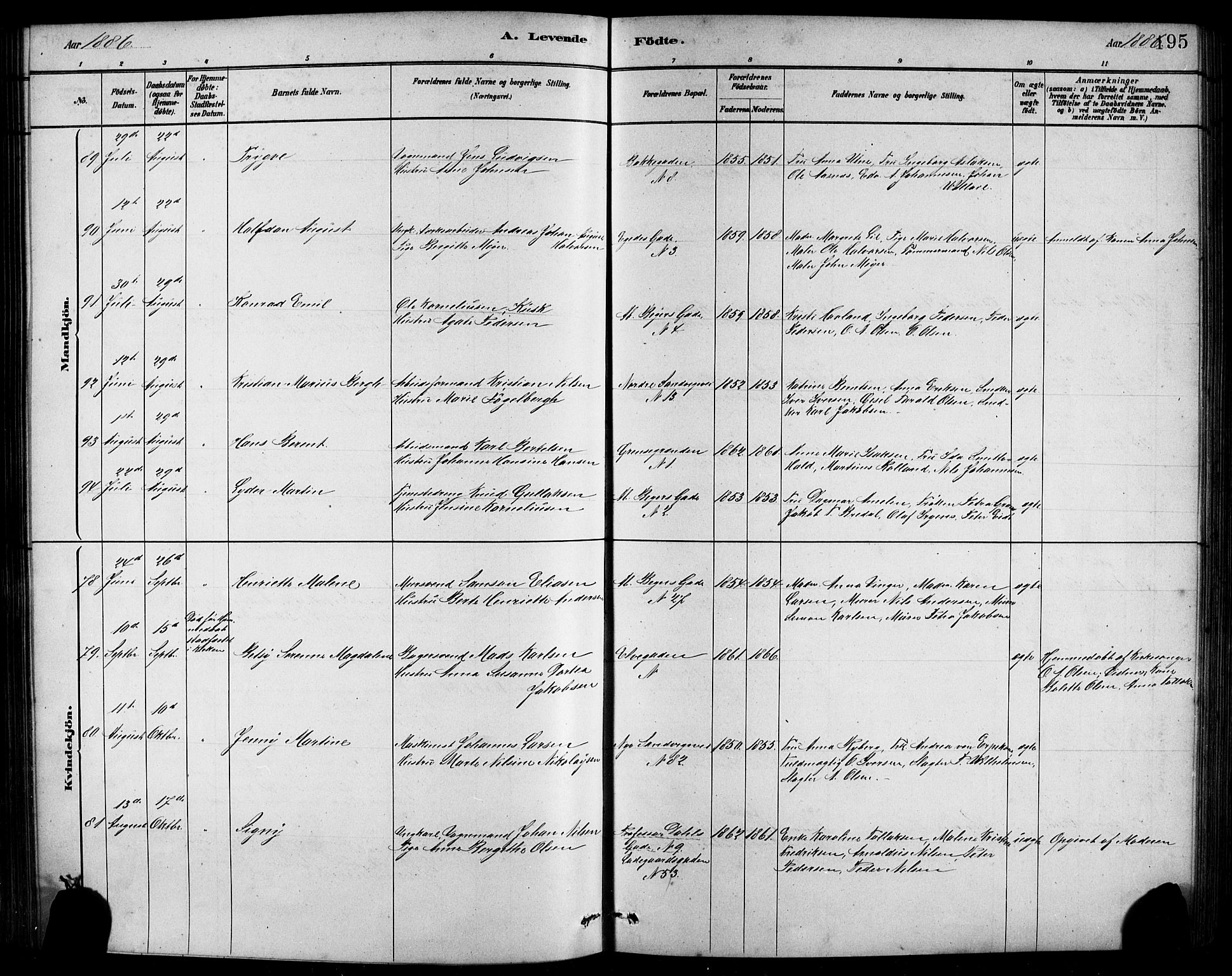 Sandviken Sokneprestembete, AV/SAB-A-77601/H/Hb/L0001: Parish register (copy) no. A 2, 1879-1892, p. 195