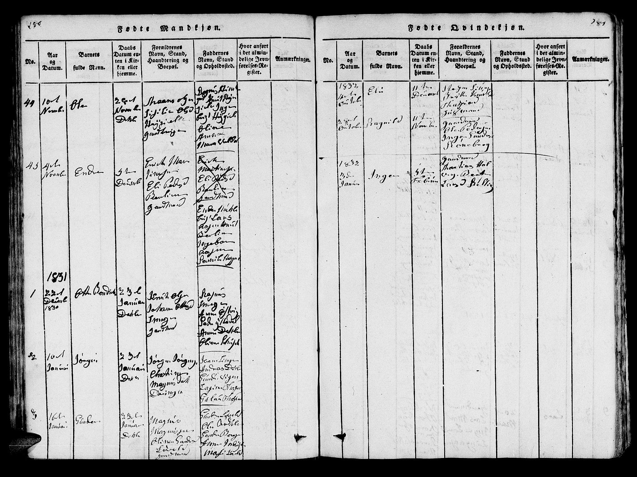Ministerialprotokoller, klokkerbøker og fødselsregistre - Møre og Romsdal, SAT/A-1454/519/L0246: Parish register (official) no. 519A05, 1817-1834, p. 180-181