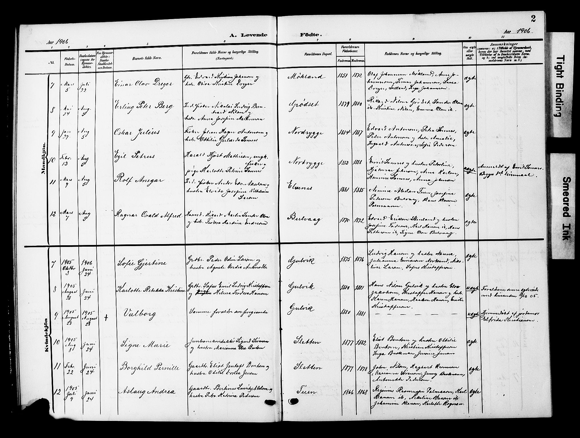 Ministerialprotokoller, klokkerbøker og fødselsregistre - Nordland, AV/SAT-A-1459/893/L1350: Parish register (copy) no. 893C05, 1906-1927, p. 2