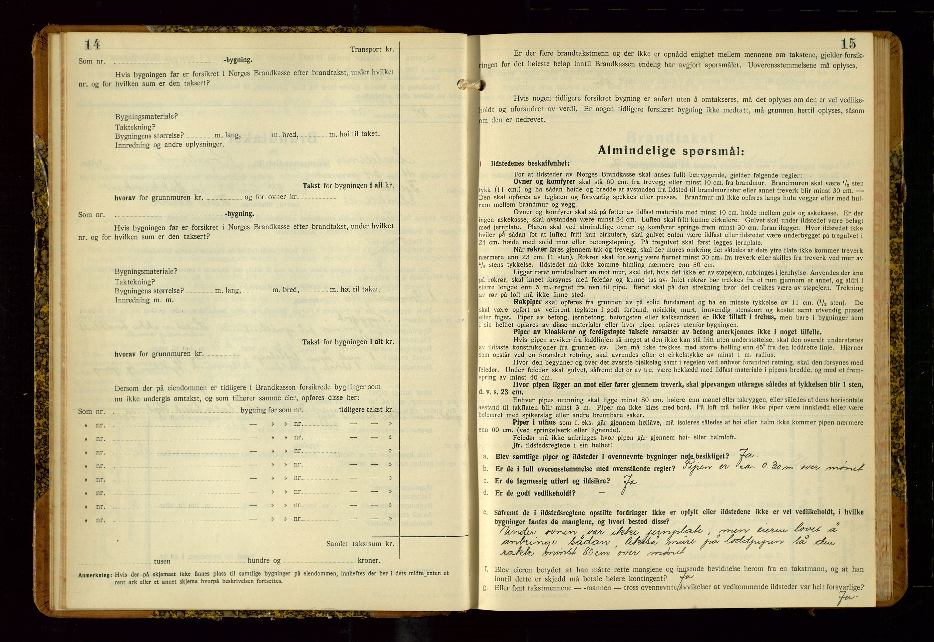 Avaldsnes lensmannskontor, SAST/A-100286/Gob/L0002: "Branntakstprotokoll for Avaldsnes lensmannsdistrikt Rogaland fylke", 1940-1950, p. 14-15