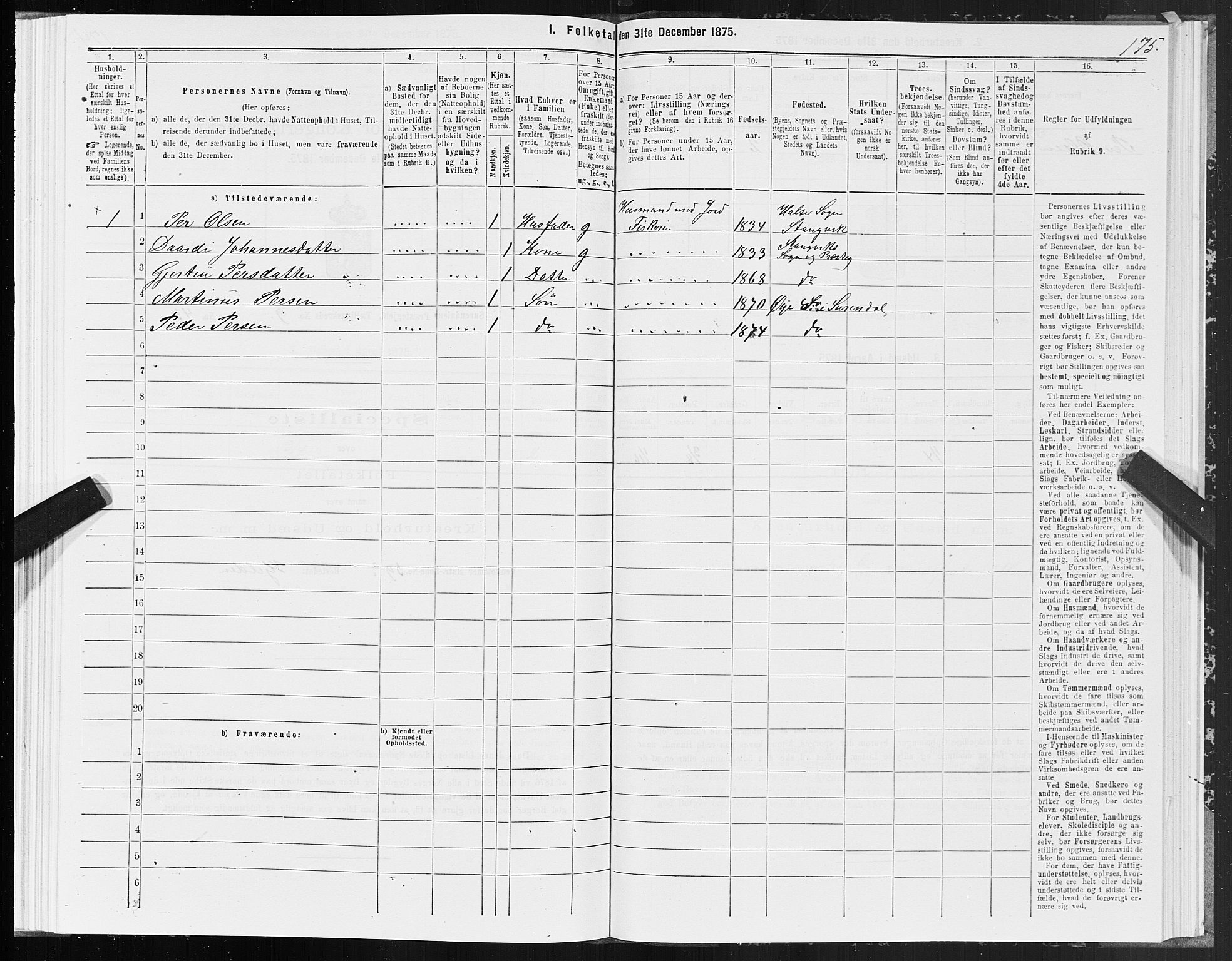 SAT, 1875 census for 1566P Surnadal, 1875, p. 4175