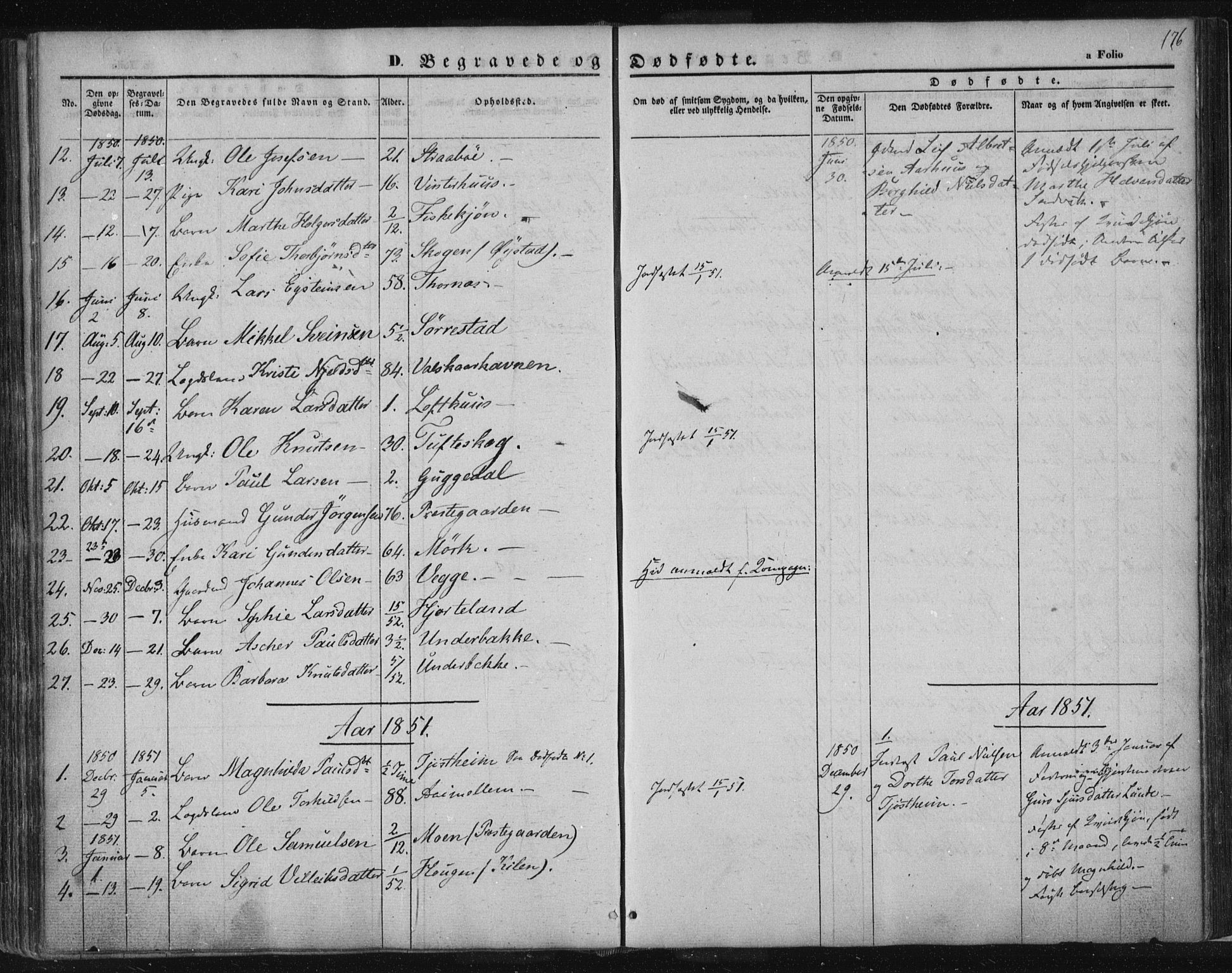 Suldal sokneprestkontor, SAST/A-101845/01/IV/L0008: Parish register (official) no. A 8, 1836-1853, p. 176