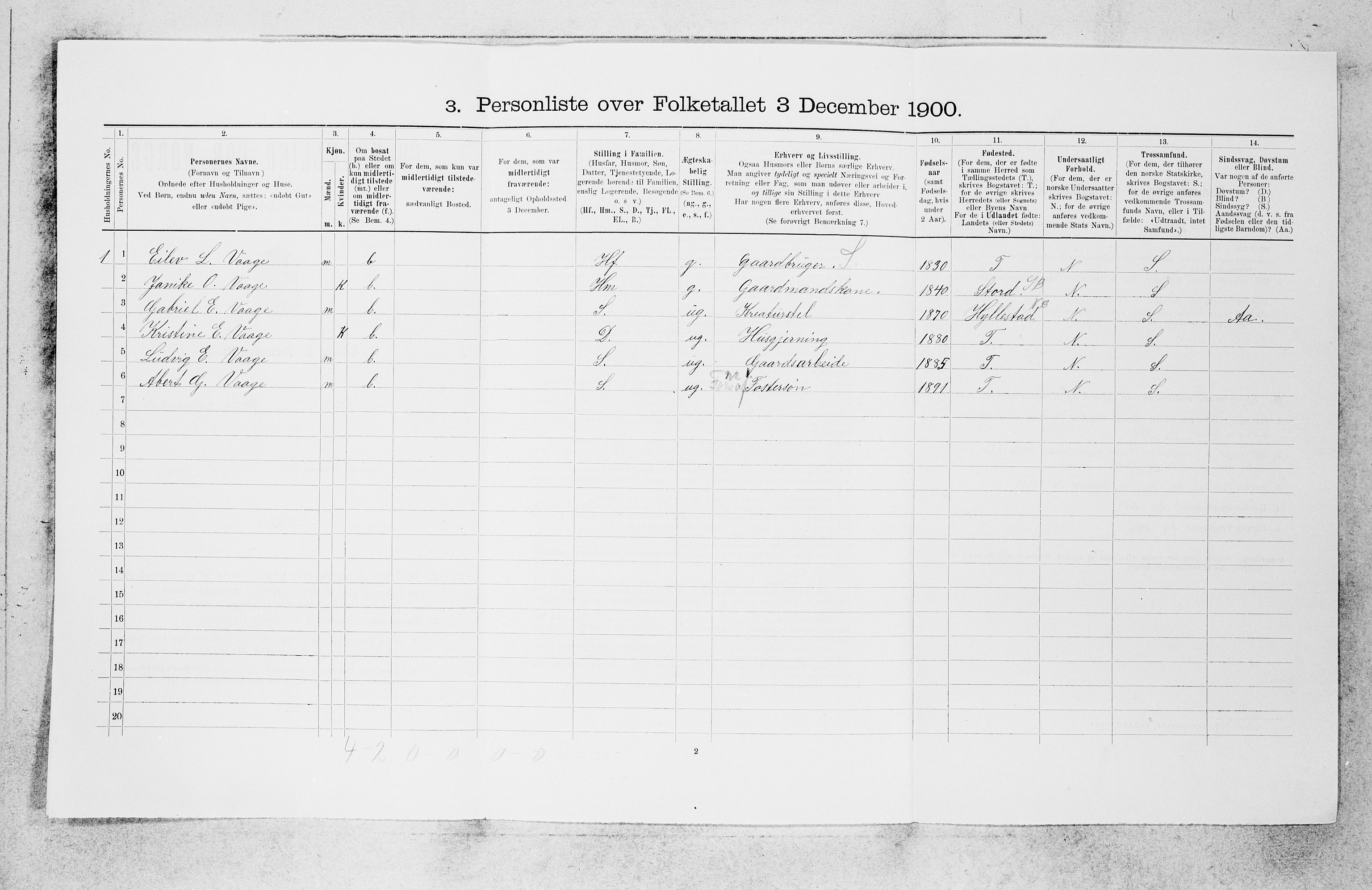 SAB, 1900 census for Askvoll, 1900, p. 489