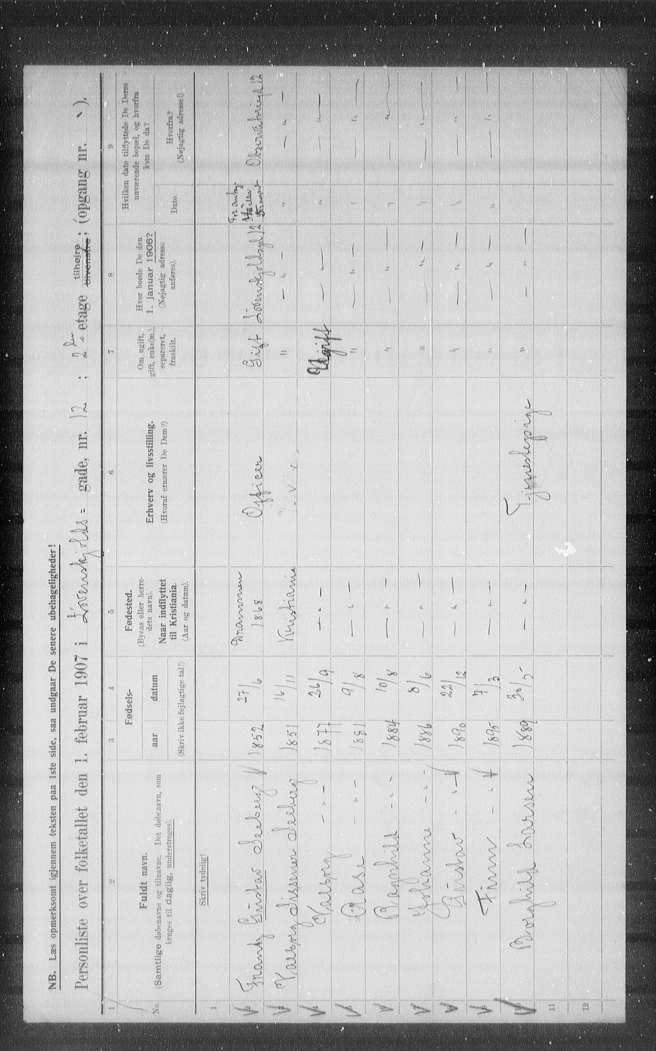 OBA, Municipal Census 1907 for Kristiania, 1907, p. 30153