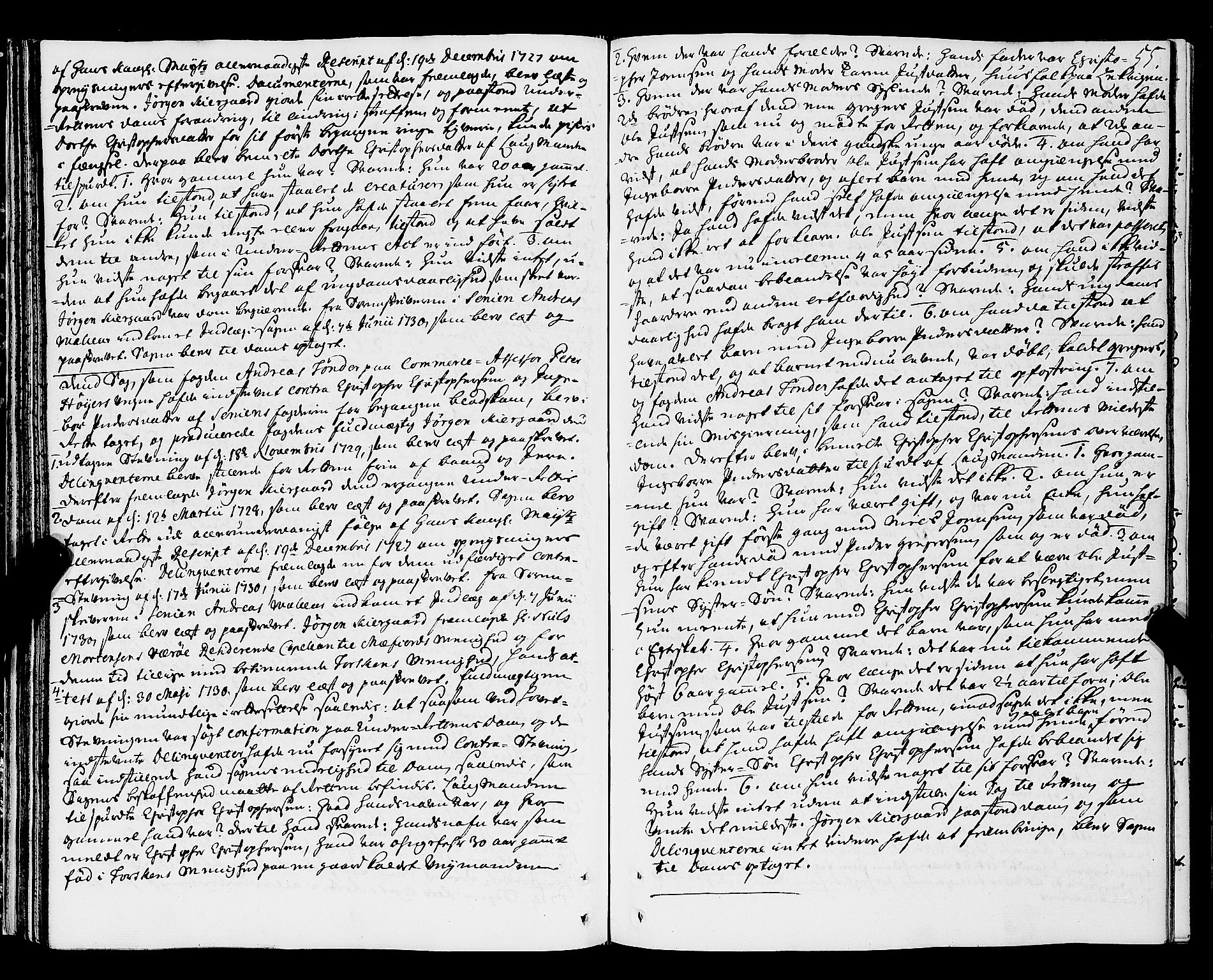 Nordland og Finnmarks lagstol, AV/SAT-A-5608/X/L0006: Justisprotokoll, 1730-1740, p. 54b-55a