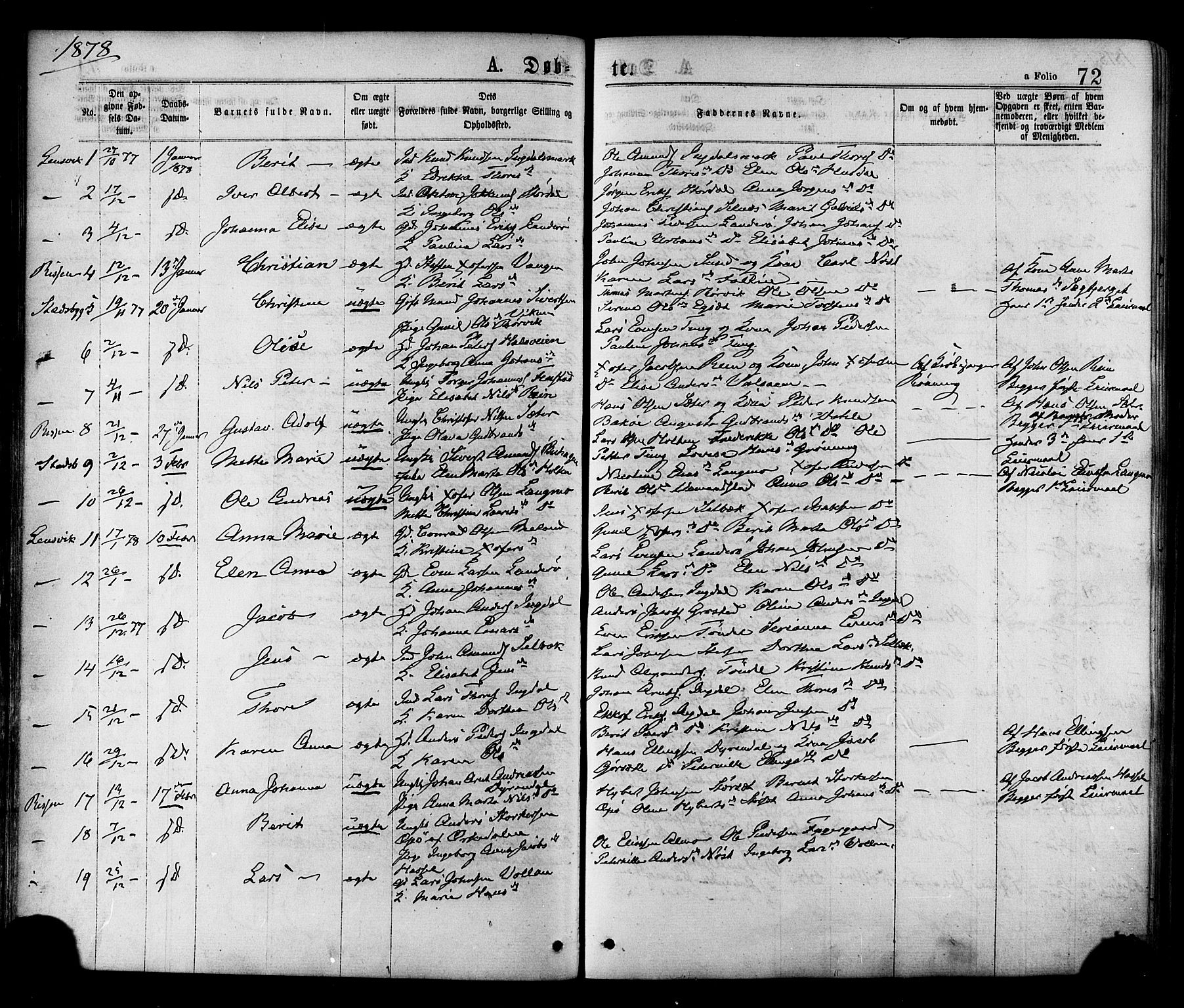 Ministerialprotokoller, klokkerbøker og fødselsregistre - Sør-Trøndelag, SAT/A-1456/646/L0613: Parish register (official) no. 646A11, 1870-1884, p. 72