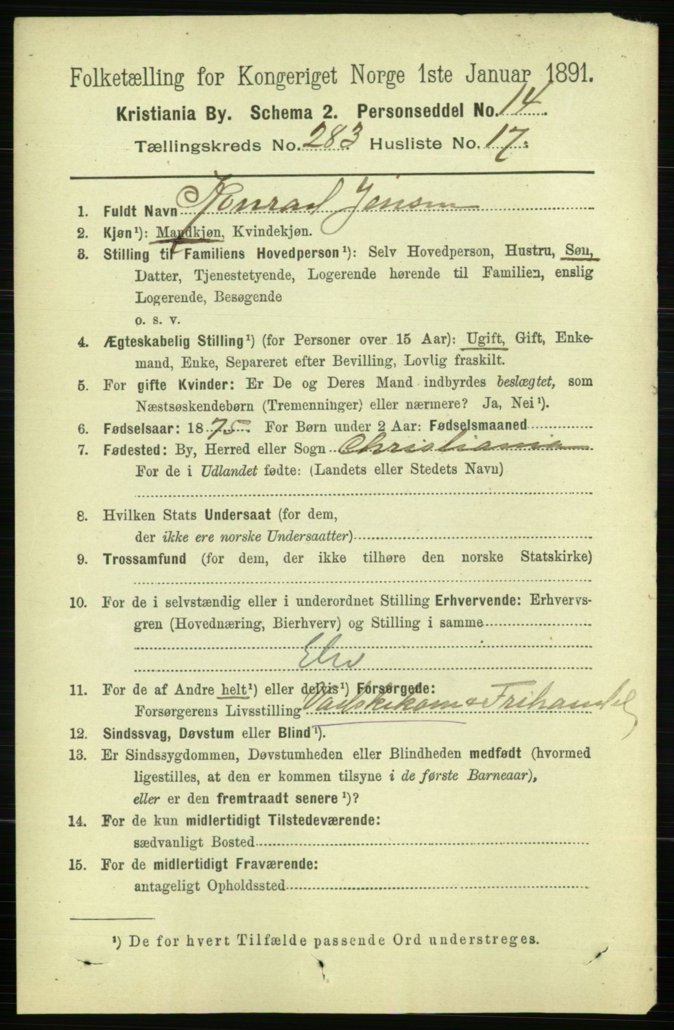 RA, 1891 census for 0301 Kristiania, 1891, p. 173272