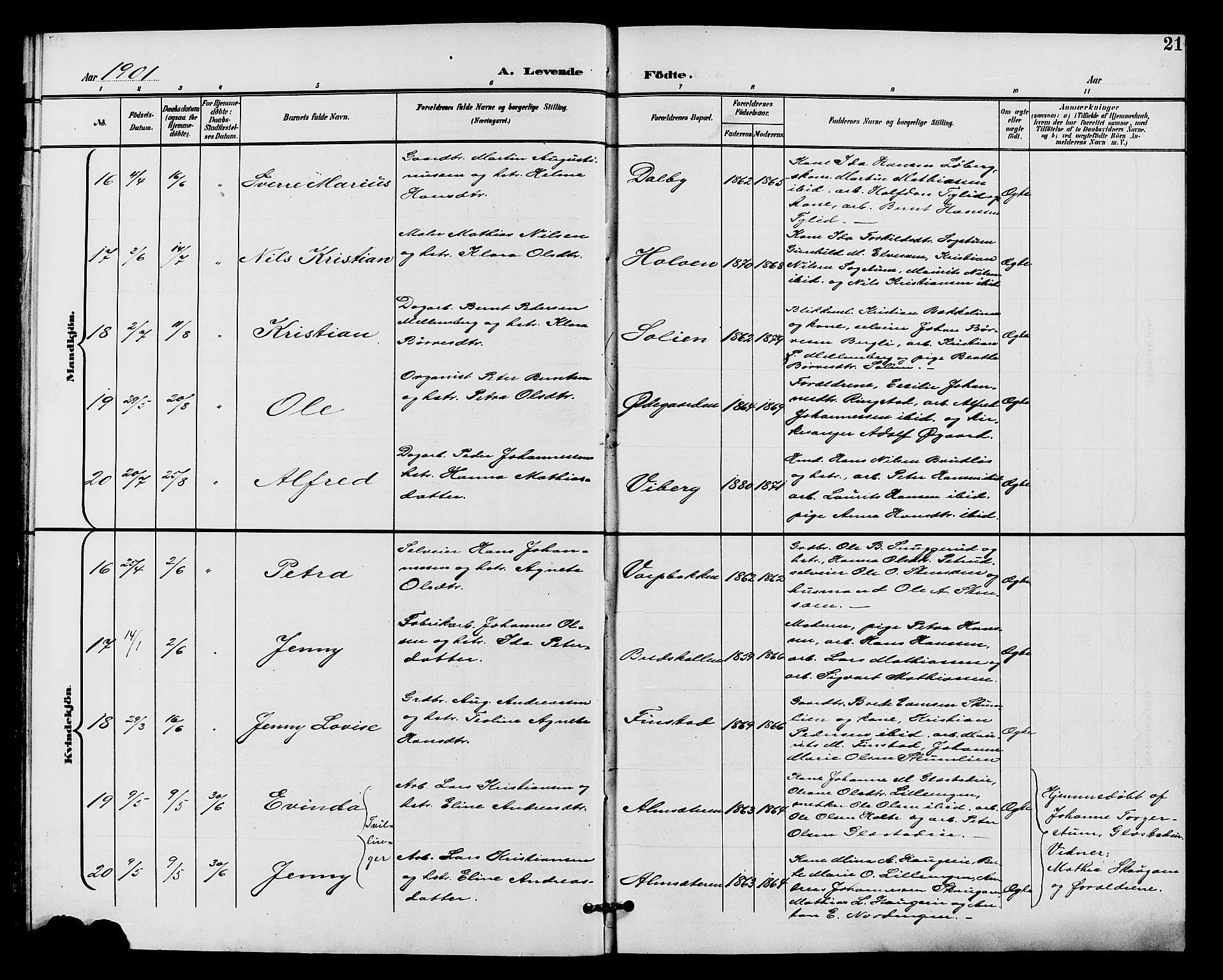 Vardal prestekontor, SAH/PREST-100/H/Ha/Hab/L0011: Parish register (copy) no. 11, 1899-1913, p. 21