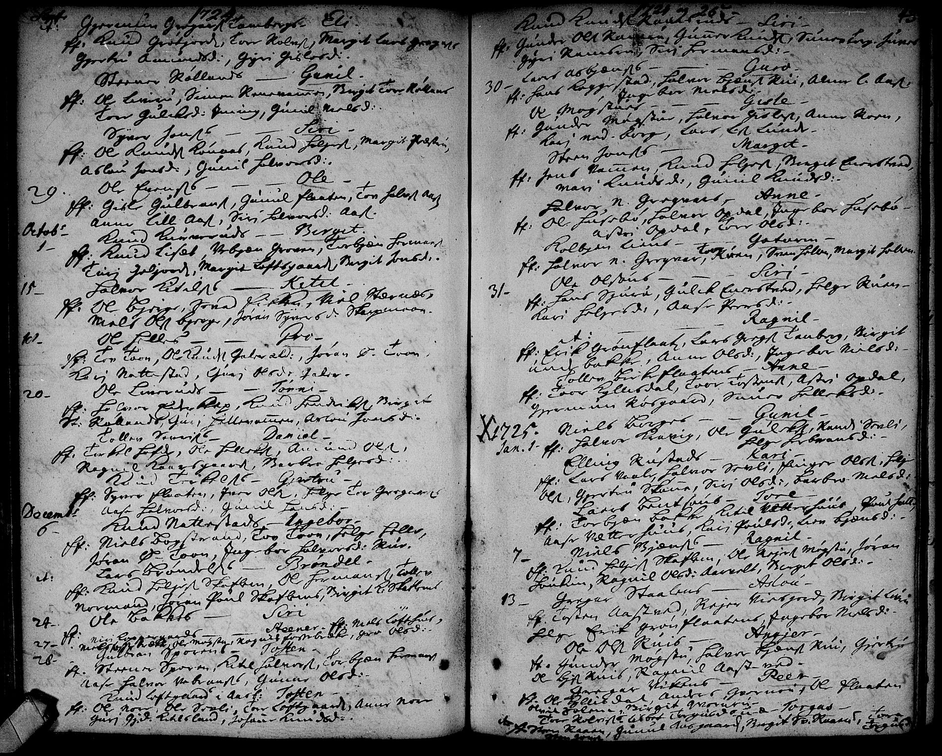 Rollag kirkebøker, AV/SAKO-A-240/F/Fa/L0002: Parish register (official) no. I 2, 1714-1742, p. 43