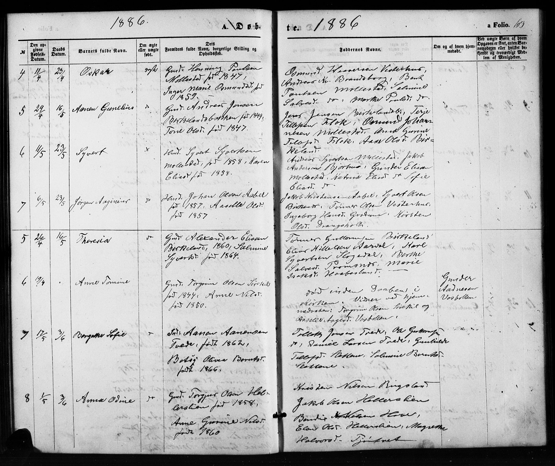 Birkenes sokneprestkontor, SAK/1111-0004/F/Fb/L0003: Parish register (copy) no. B 3, 1876-1892, p. 63