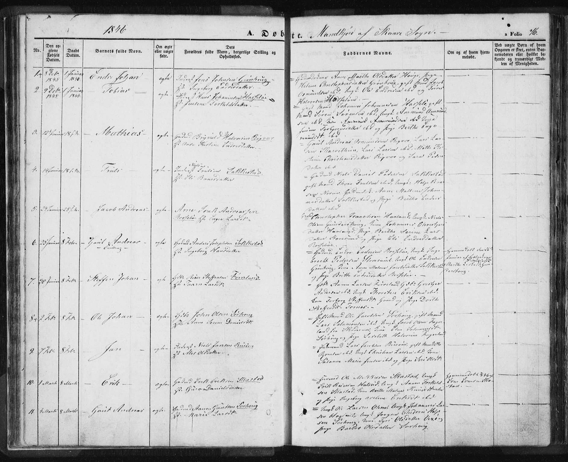 Torvastad sokneprestkontor, SAST/A -101857/H/Ha/Haa/L0006: Parish register (official) no. A 6, 1836-1847, p. 76