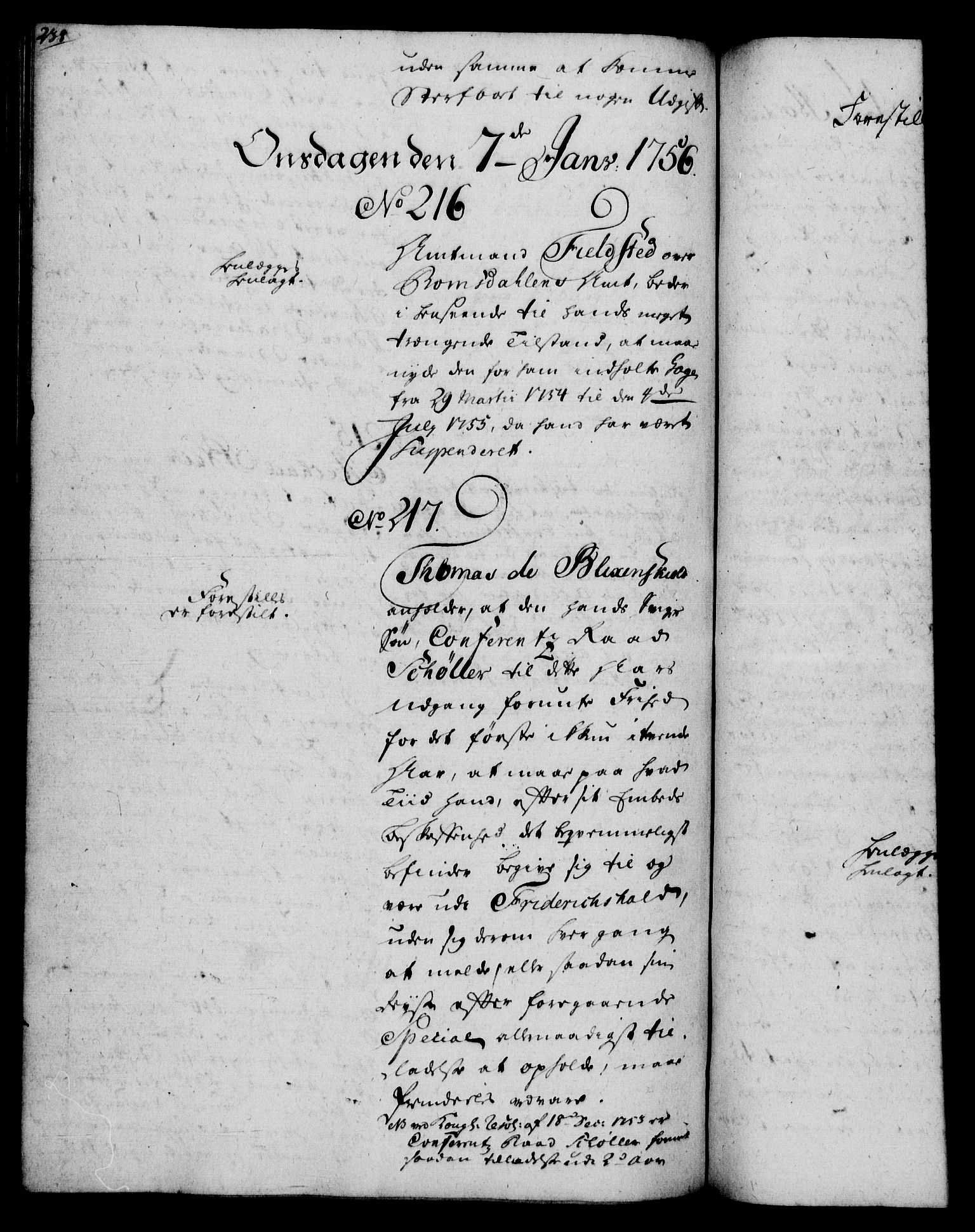 Rentekammeret, Kammerkanselliet, RA/EA-3111/G/Gh/Gha/L0033: Norsk ekstraktmemorialprotokoll (merket RK 53.78), 1755-1756, p. 238