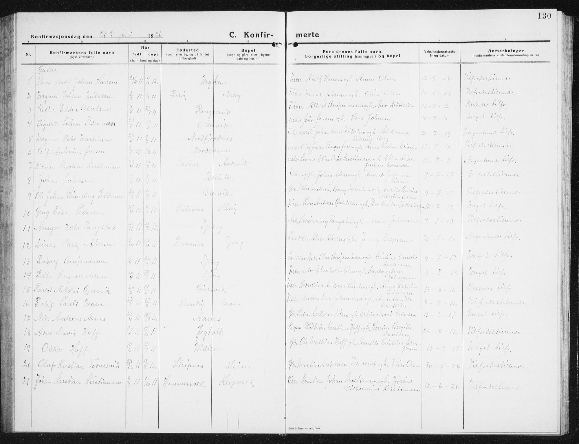 Ministerialprotokoller, klokkerbøker og fødselsregistre - Nordland, SAT/A-1459/841/L0622: Parish register (copy) no. 841C06, 1924-1942, p. 130