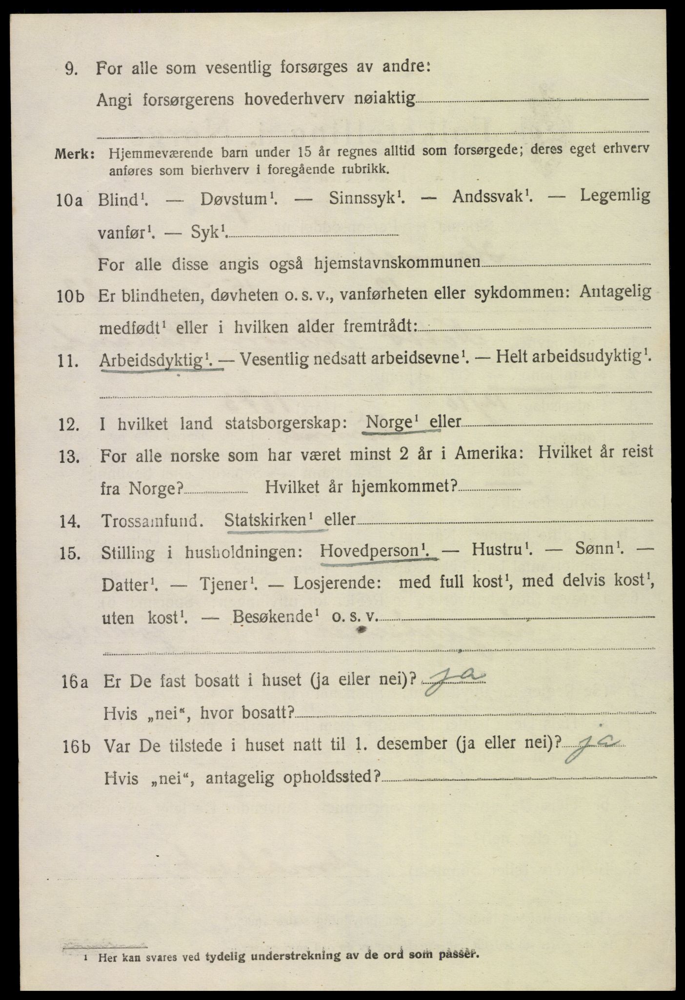 SAK, 1920 census for Hornnes, 1920, p. 1998